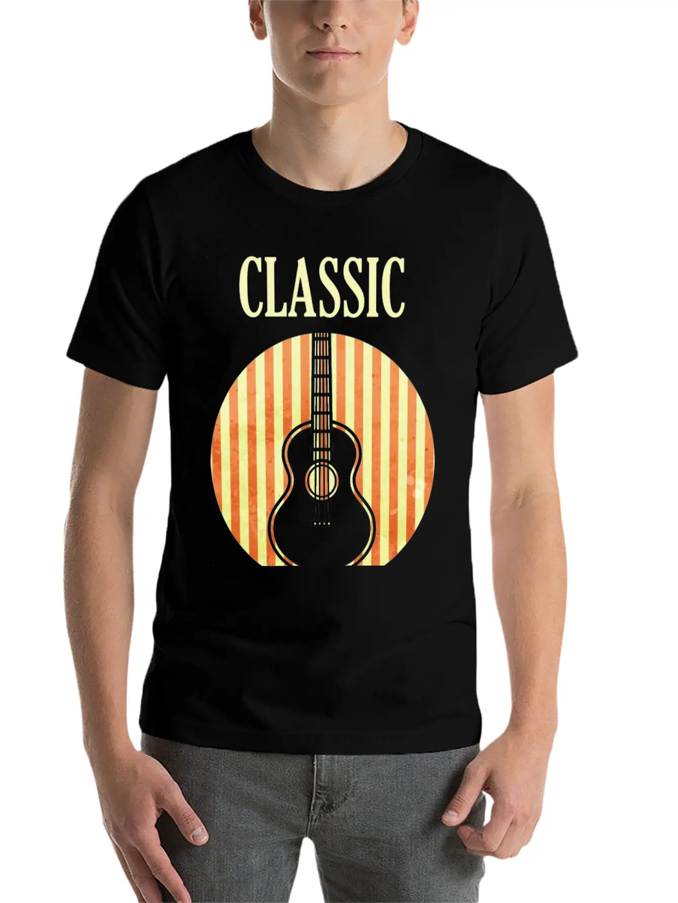 Classical Guitar And Also Blues Casual Graphic T-Shirt – Simple And Comfortable Daily Wear