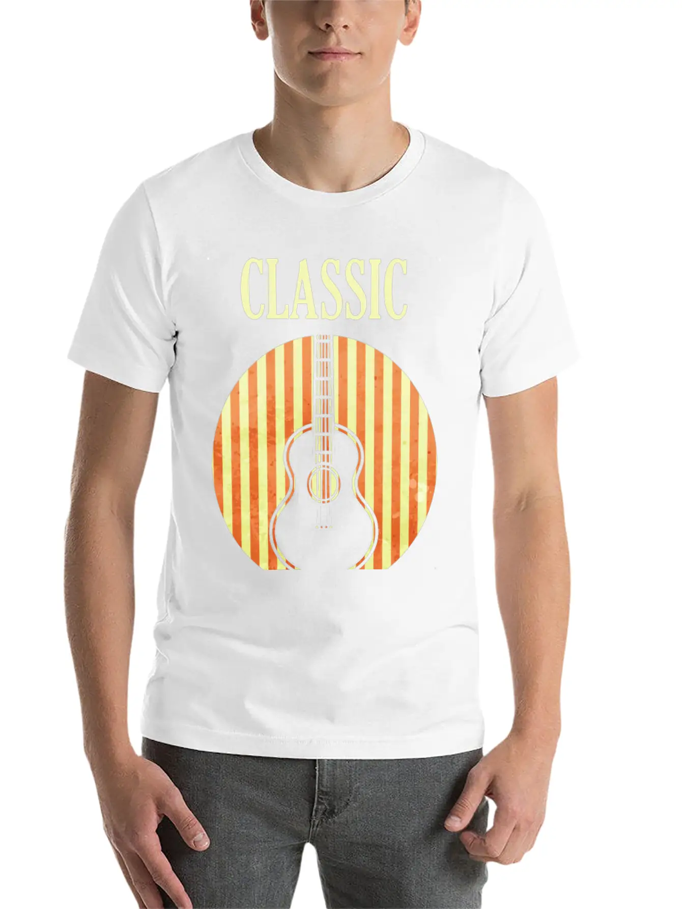 Classical Guitar And Also Blues Casual Graphic T-Shirt – Simple And Comfortable Daily Wear