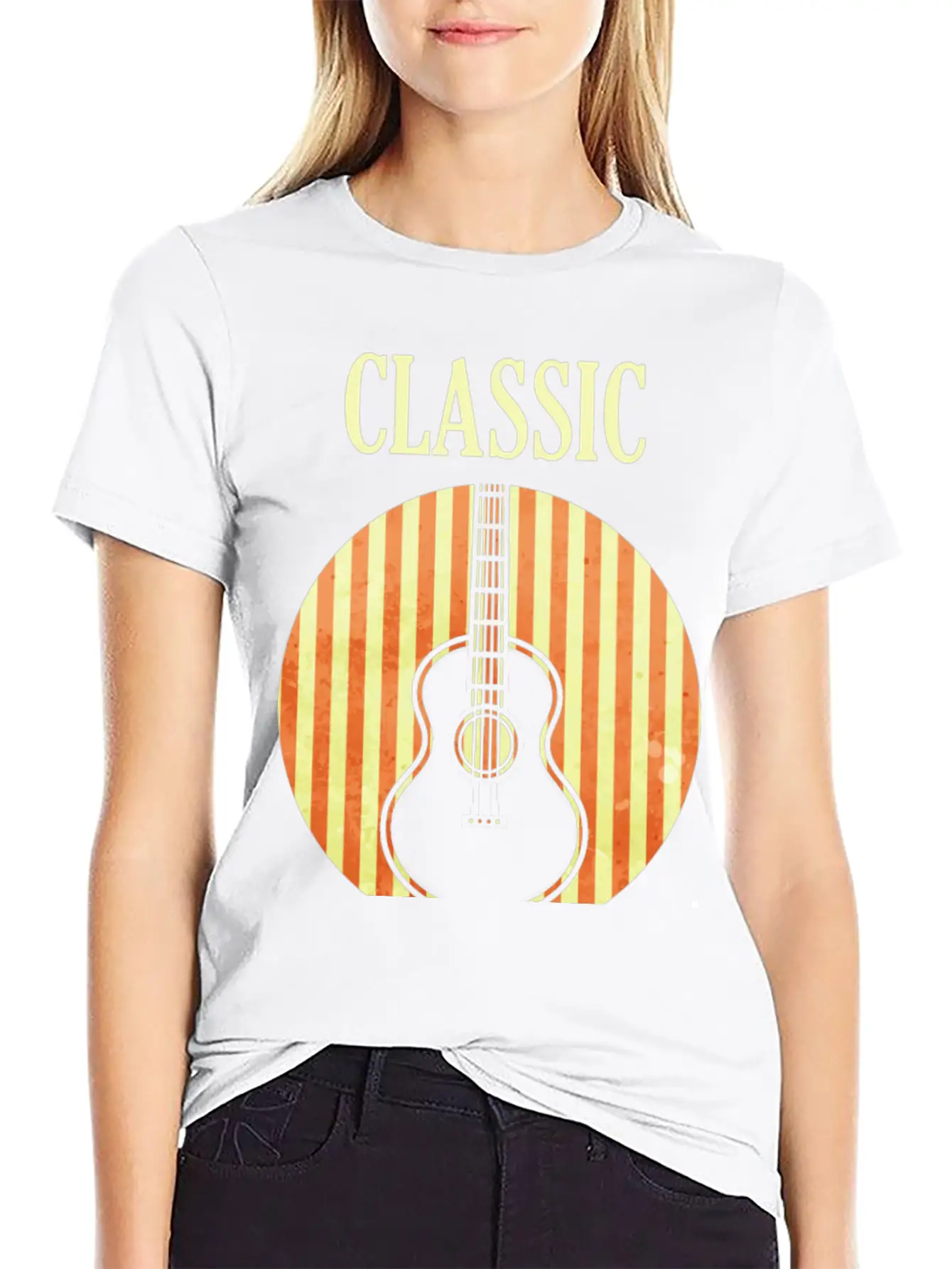 Classical Guitar And Also Blues Casual Graphic T-Shirt – Simple And Comfortable Daily Wear