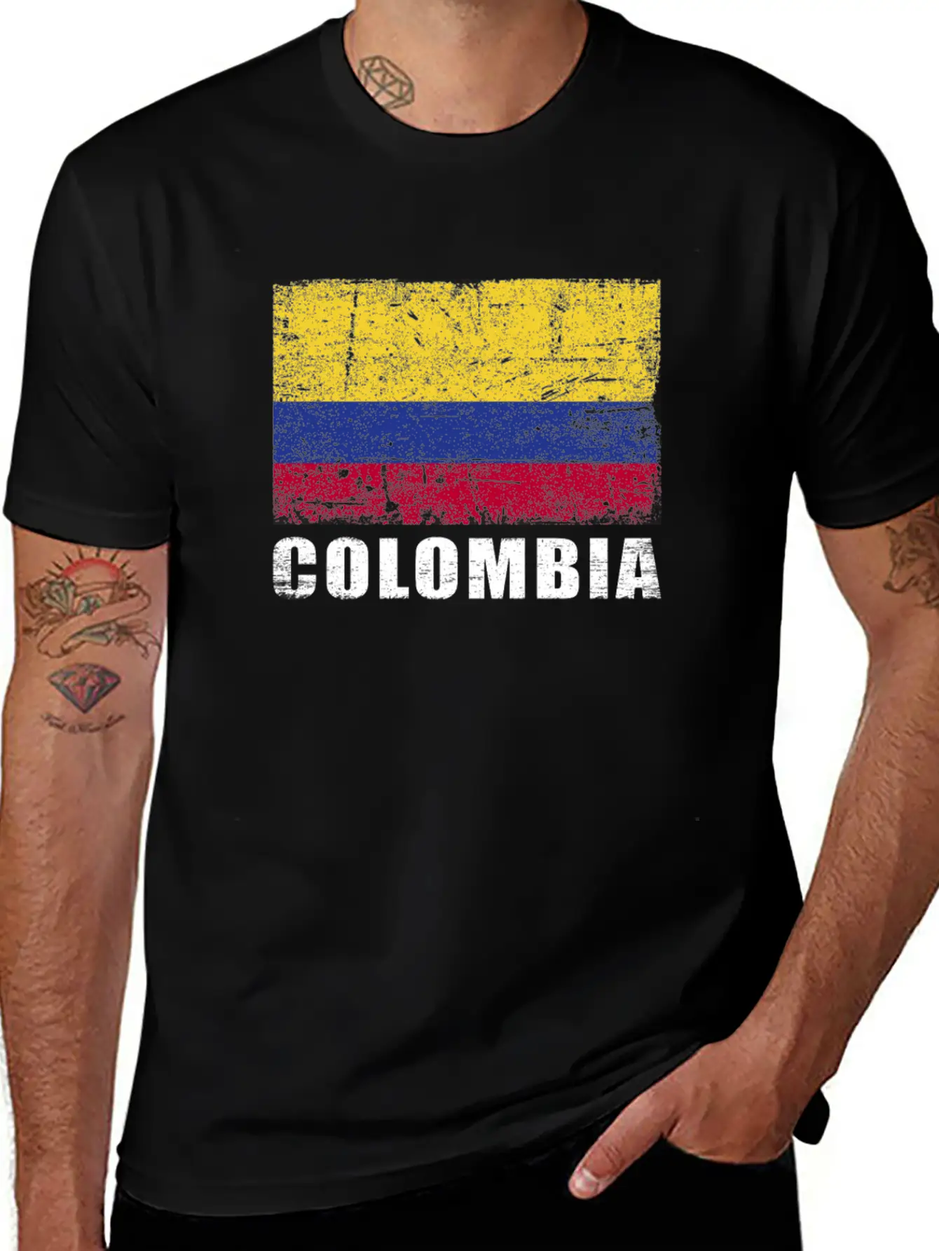 Colombia Flag Grunge Country Flag Colombia Classic Cotton Tee – Unisex Comfort For Any Season