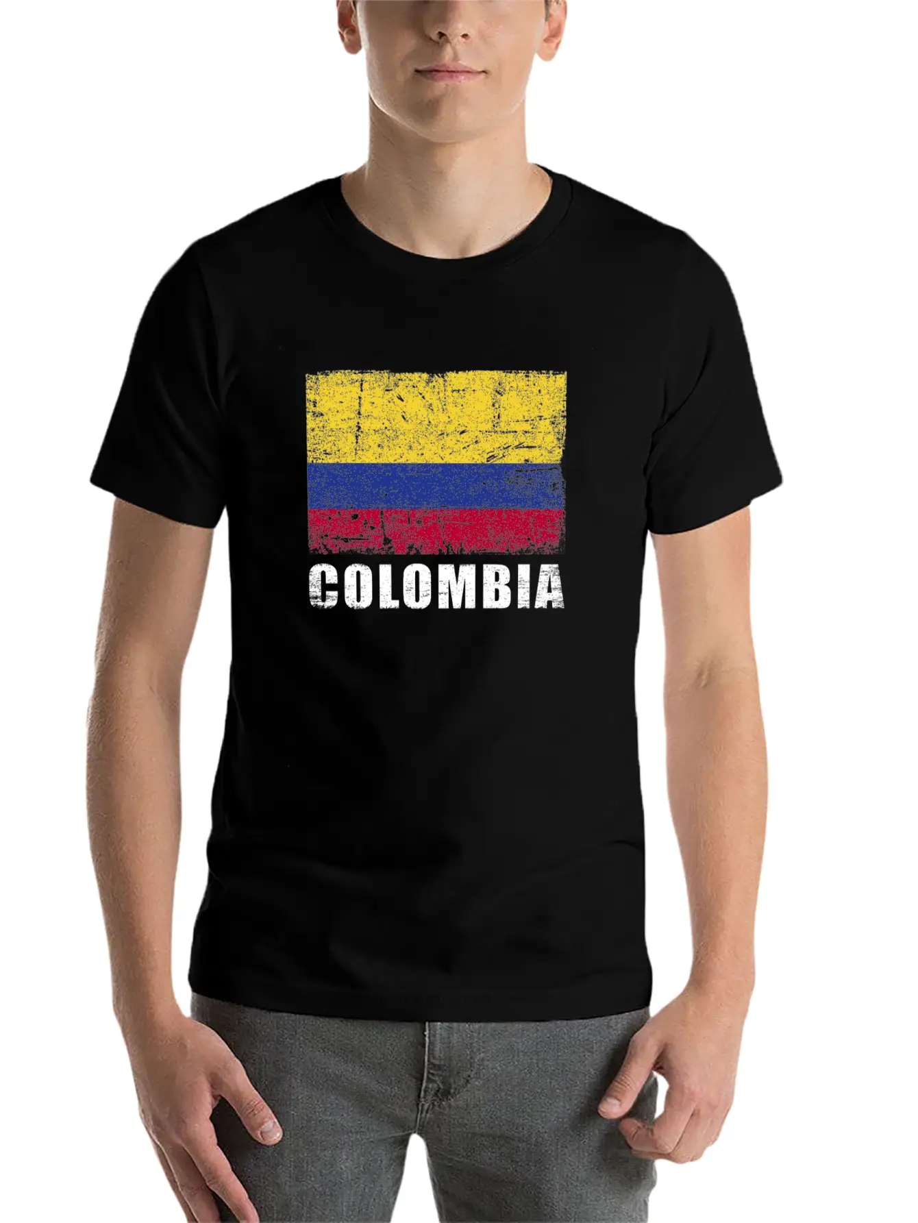 Colombia Flag Grunge Country Flag Colombia Classic Cotton Tee – Unisex Comfort For Any Season