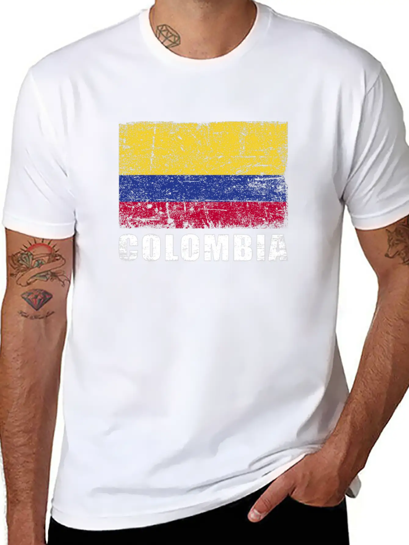 Colombia Flag Grunge Country Flag Colombia Classic Cotton Tee – Unisex Comfort For Any Season