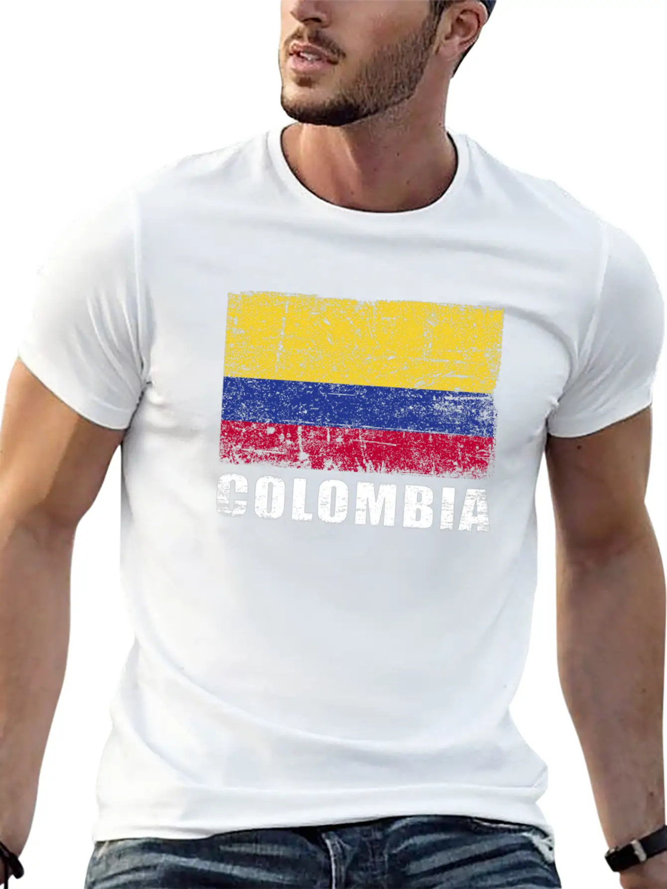Colombia Flag Grunge Country Flag Colombia Classic Cotton Tee – Unisex Comfort For Any Season