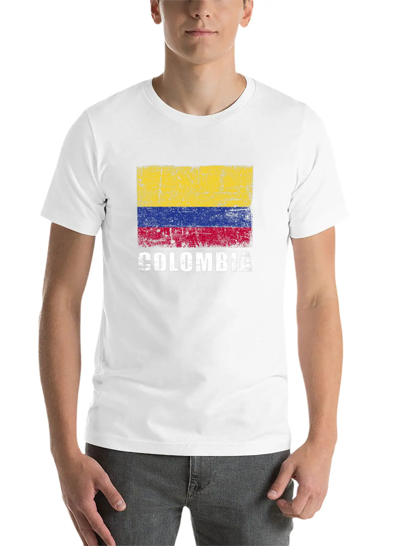 Colombia Flag Grunge Country Flag Colombia Classic Cotton Tee – Unisex Comfort For Any Season