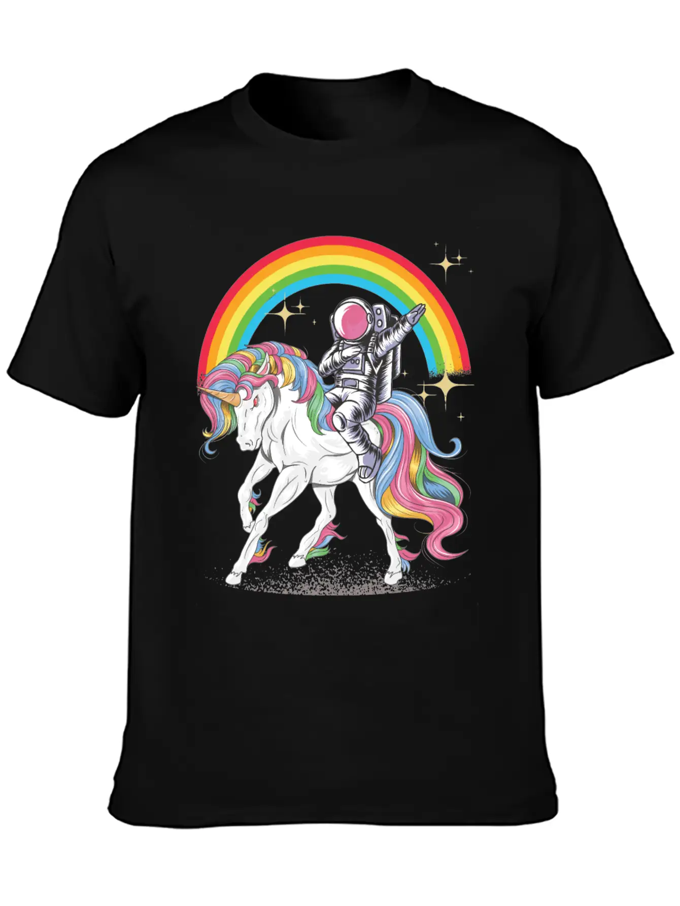Dabbing Astronaut Riding Unicorn Rainbow Essential Unisex Summer Tee – Soft Cotton Casual Fit