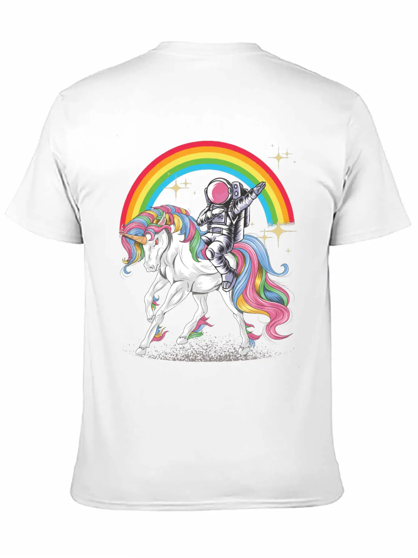 Dabbing Astronaut Riding Unicorn Rainbow Essential Unisex Summer Tee – Soft Cotton Casual Fit