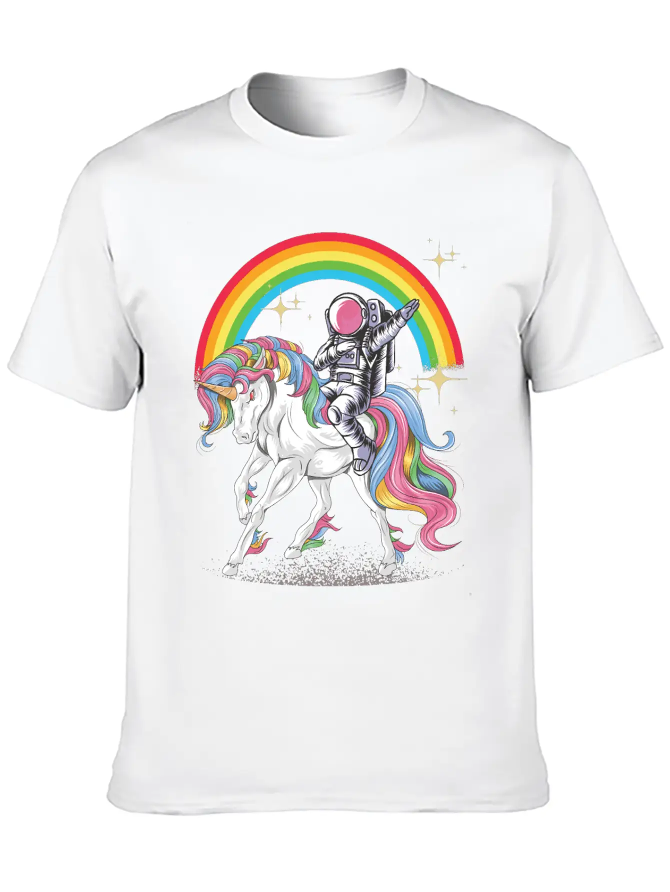 Dabbing Astronaut Riding Unicorn Rainbow Essential Unisex Summer Tee – Soft Cotton Casual Fit