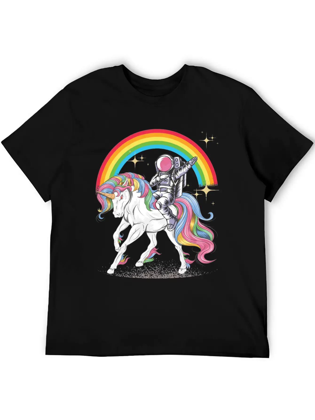 Dabbing Astronaut Riding Unicorn Rainbow Essential Unisex Summer Tee – Soft Cotton Casual Fit