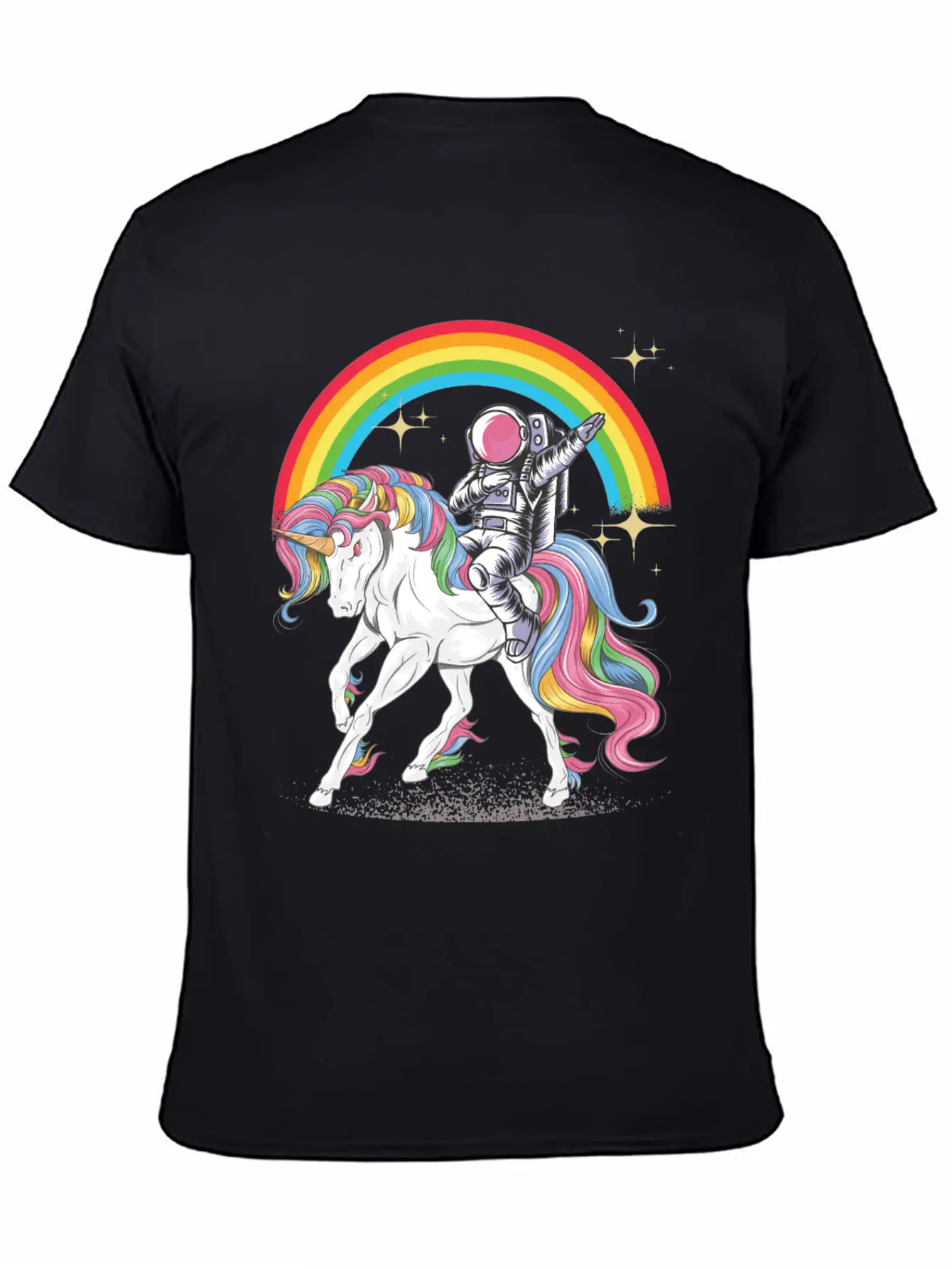 Dabbing Astronaut Riding Unicorn Rainbow Essential Unisex Summer Tee – Soft Cotton Casual Fit