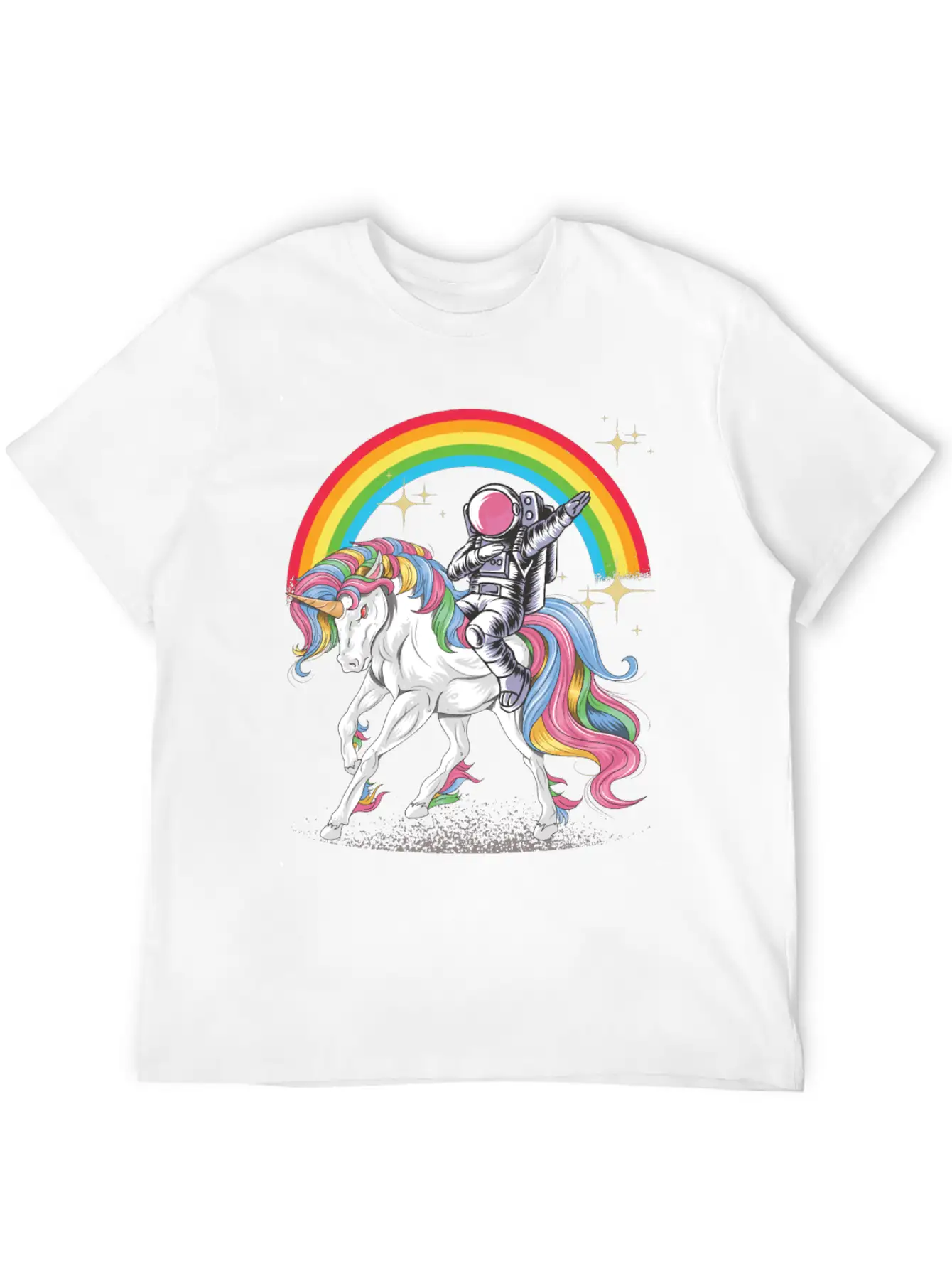Dabbing Astronaut Riding Unicorn Rainbow Essential Unisex Summer Tee – Soft Cotton Casual Fit