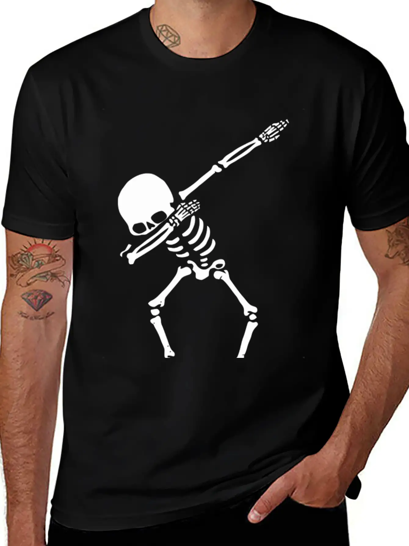 Dabbing Skeleton Shirt Dab Hip Hop Skull Dabbin Casual Graphic T-Shirt – Simple And Comfortable Daily Wear