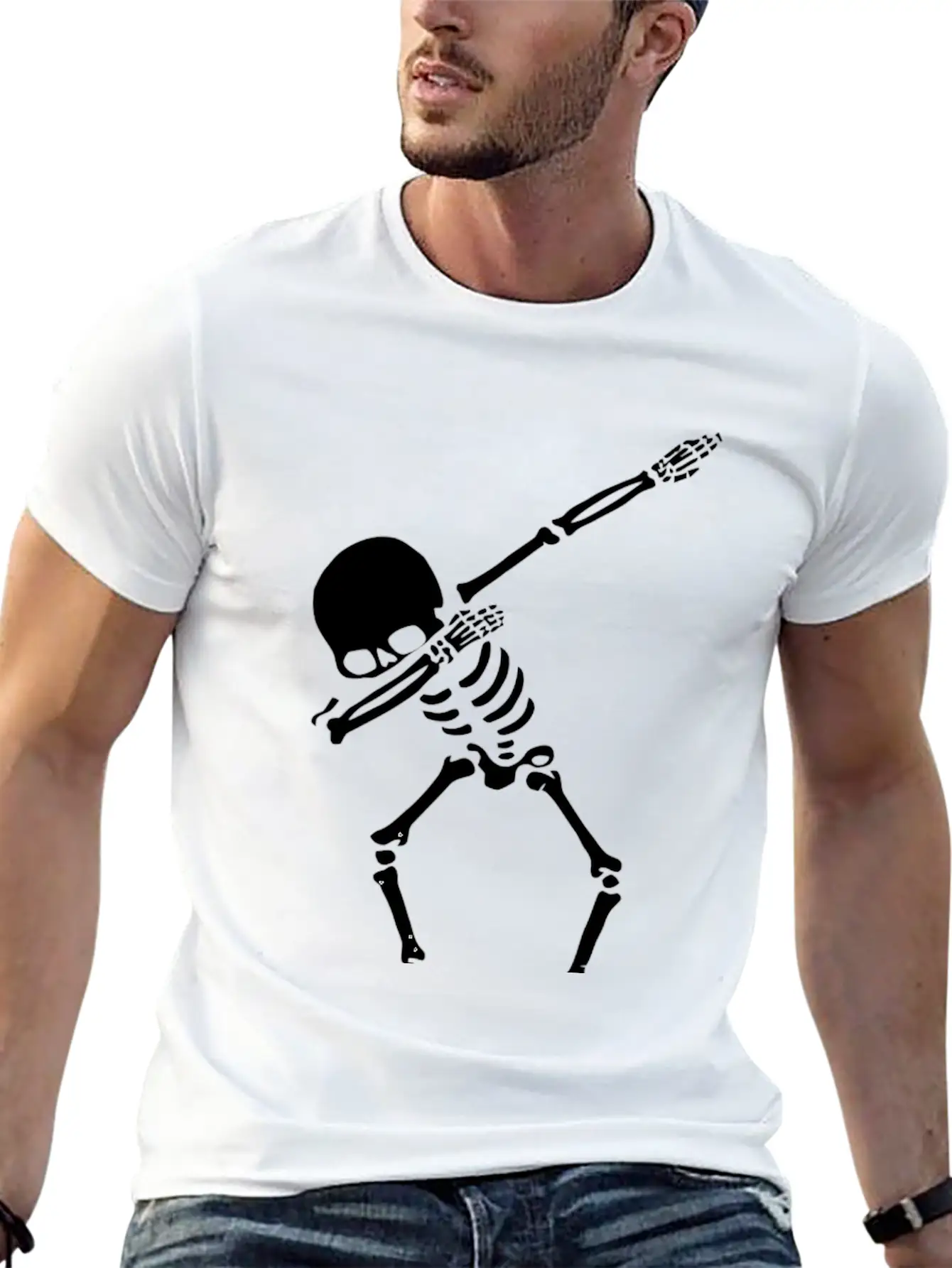 Dabbing Skeleton Shirt Dab Hip Hop Skull Dabbin Casual Graphic T-Shirt – Simple And Comfortable Daily Wear