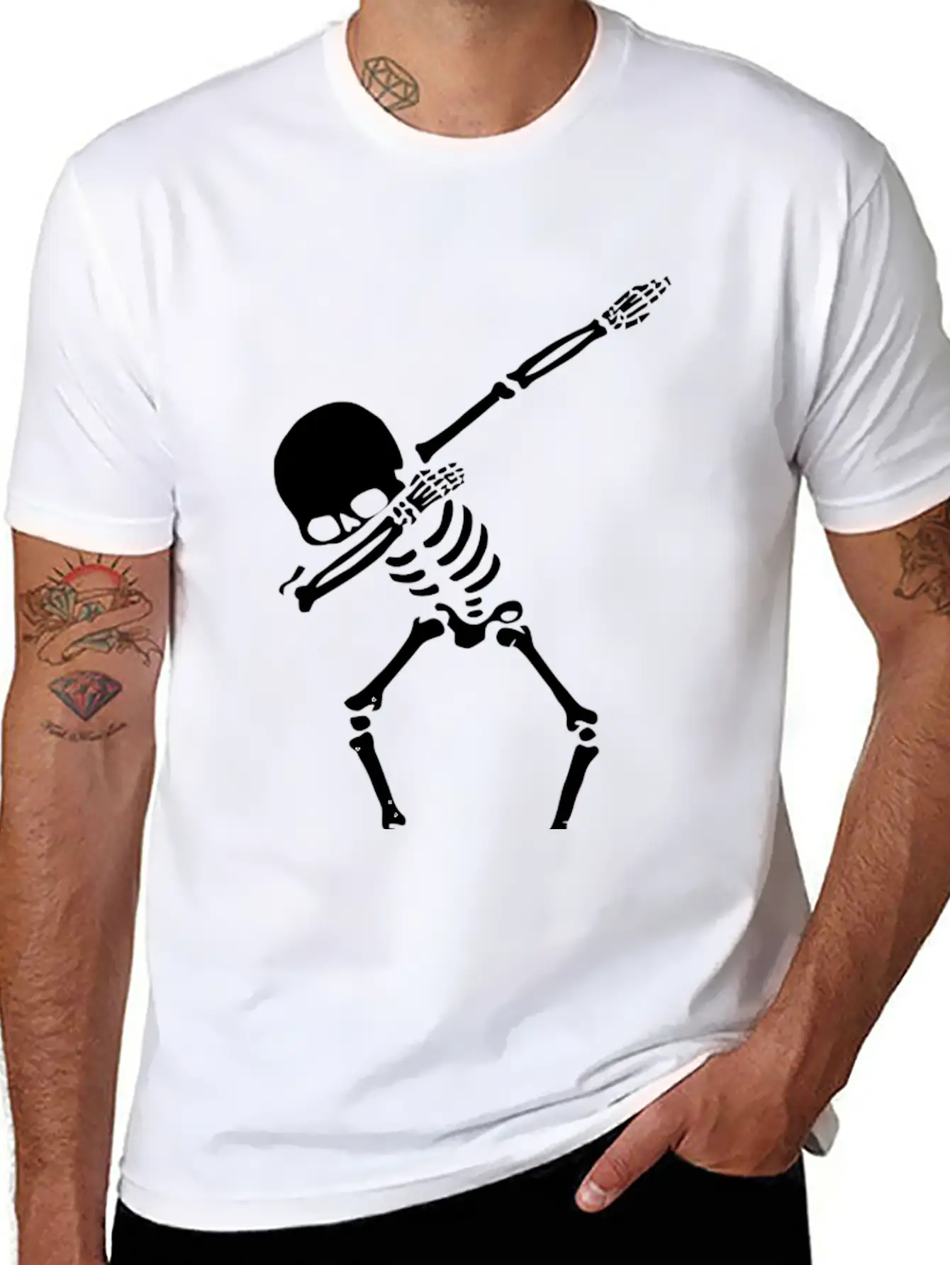 Dabbing Skeleton Shirt Dab Hip Hop Skull Dabbin Casual Graphic T-Shirt – Simple And Comfortable Daily Wear