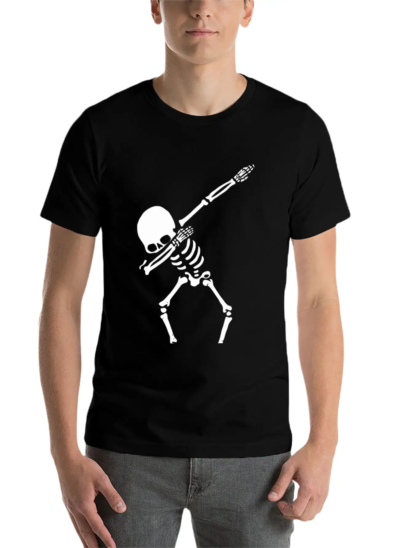 Dabbing Skeleton Shirt Dab Hip Hop Skull Dabbin Casual Graphic T-Shirt – Simple And Comfortable Daily Wear