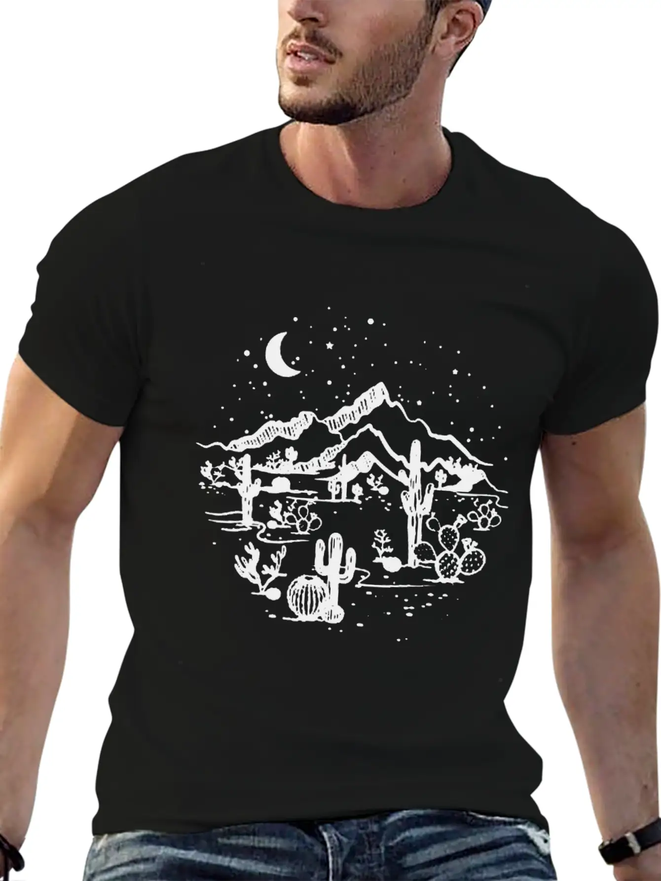 Desert Starry Night Desert Shirt Cactus Top High Q Classic Cotton Tee – Unisex Comfort For Any Season