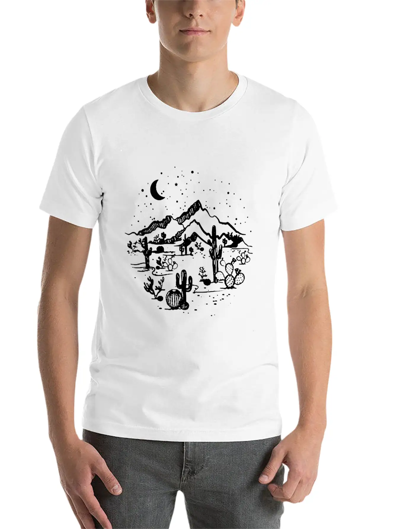 Desert Starry Night Desert Shirt Cactus Top High Q Classic Cotton Tee – Unisex Comfort For Any Season