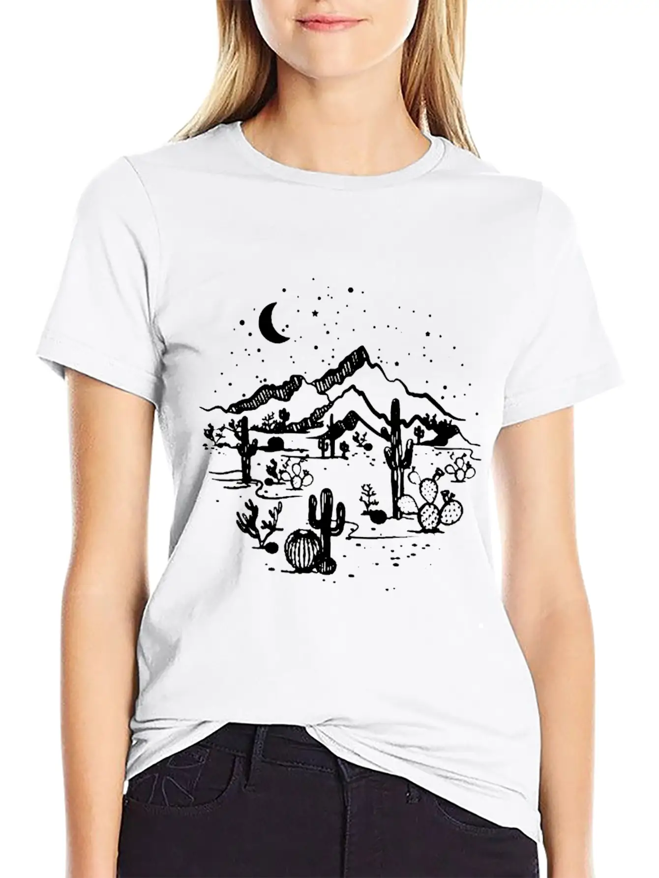 Desert Starry Night Desert Shirt Cactus Top High Q Classic Cotton Tee – Unisex Comfort For Any Season