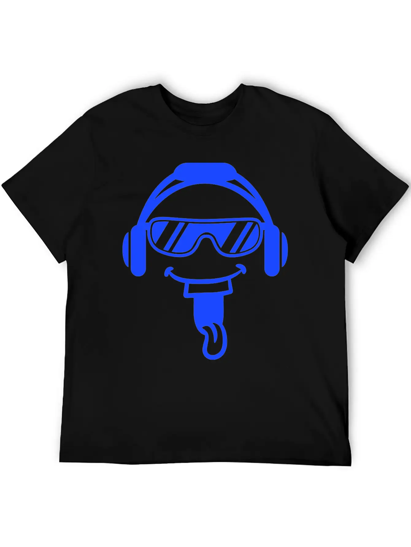 DJ Face Laughing Happy Head Sunglasses Music Party Simple Everyday Graphic Tee – Lightweight Summer Wear