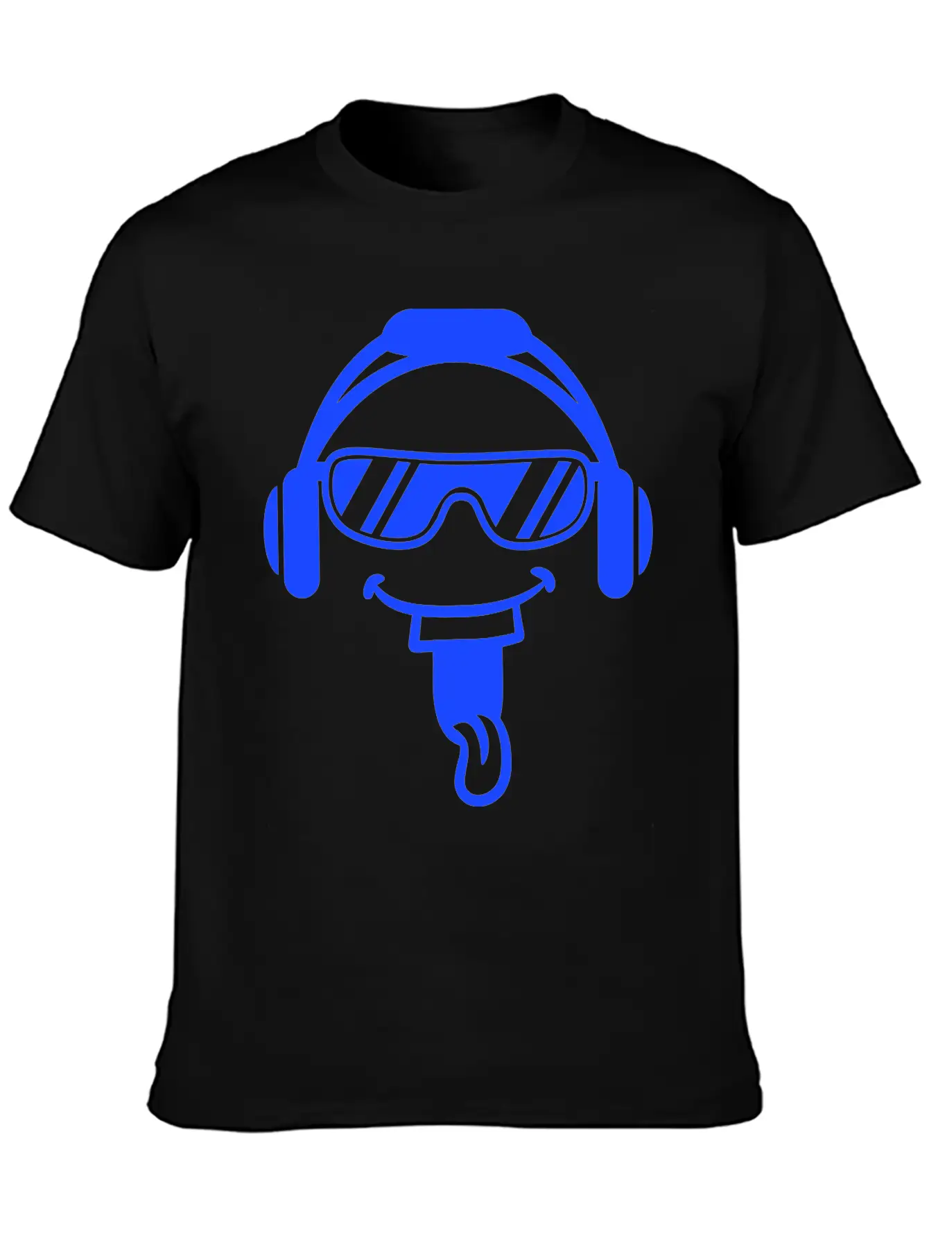 DJ Face Laughing Happy Head Sunglasses Music Party Simple Everyday Graphic Tee – Lightweight Summer Wear