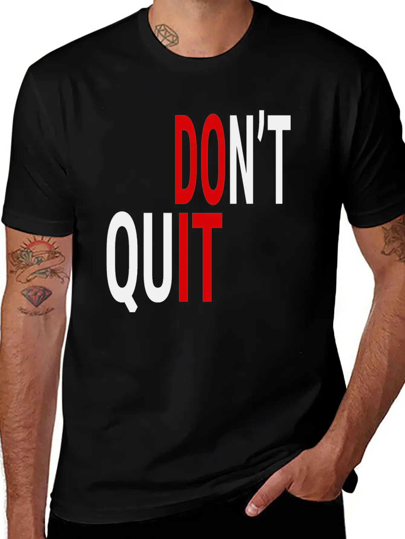DON'T QUIT (BLACK & RED) Casual Graphic T-Shirt – Simple And Comfortable Daily Wear