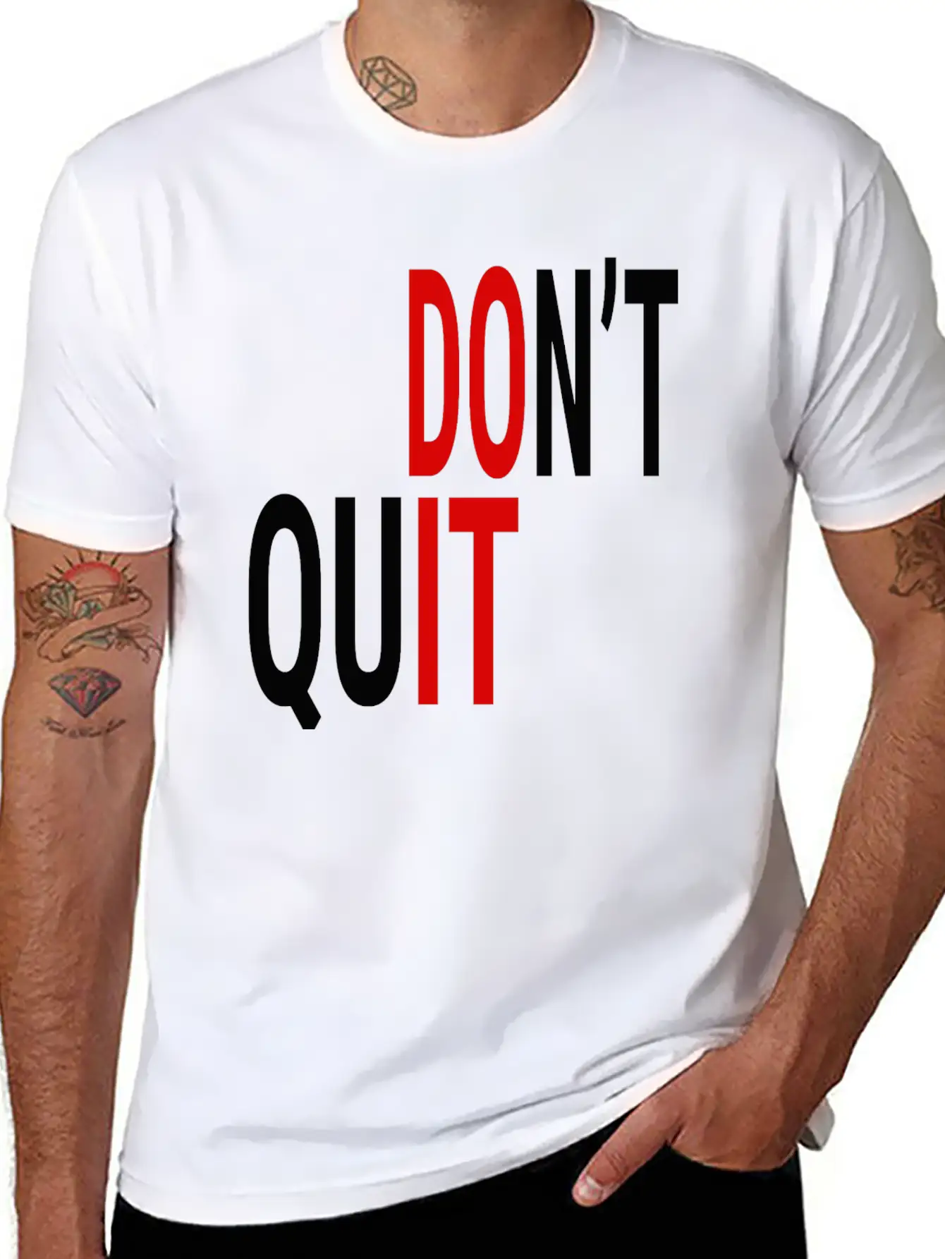 DON'T QUIT (BLACK & RED) Casual Graphic T-Shirt – Simple And Comfortable Daily Wear