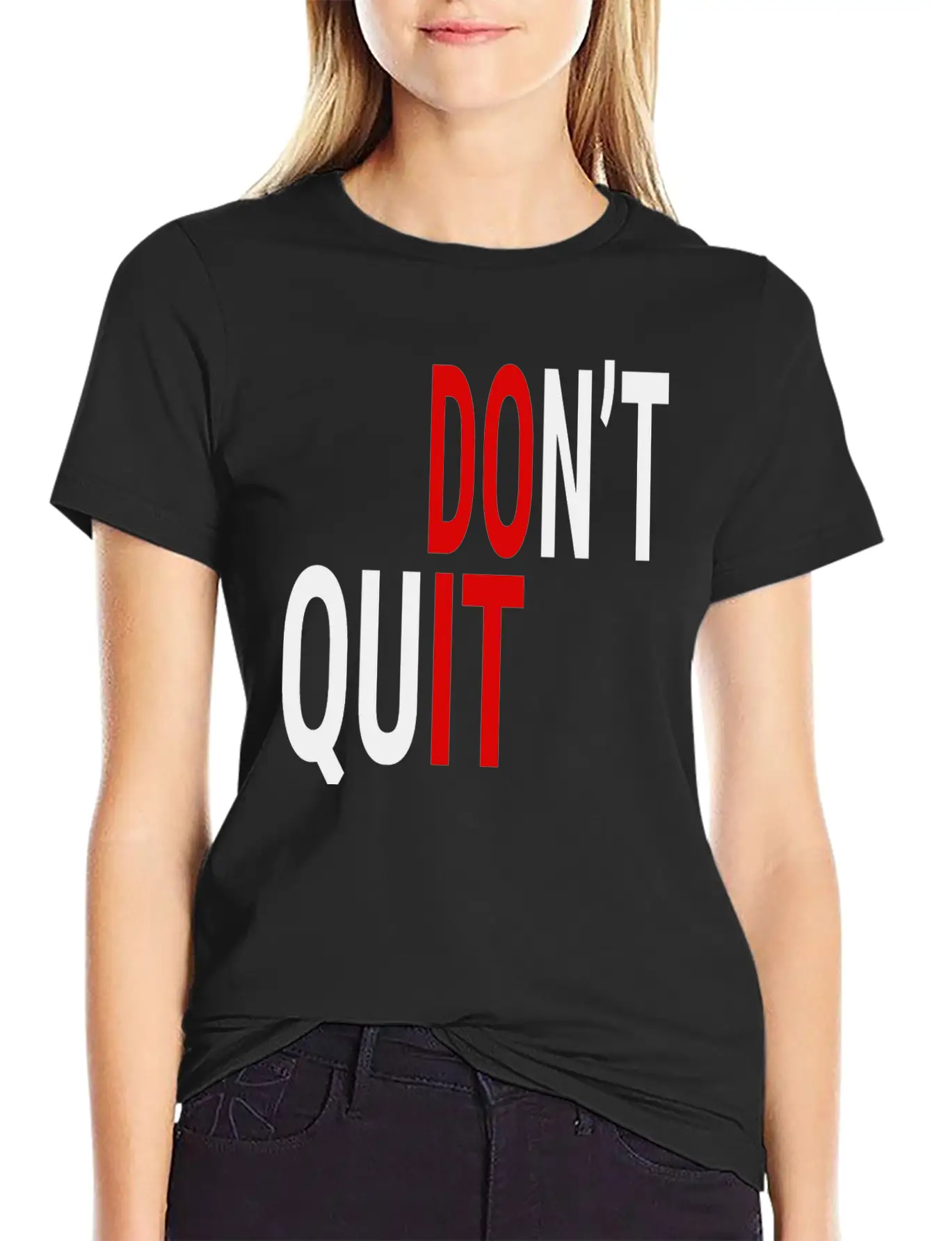 DON'T QUIT (BLACK & RED) Casual Graphic T-Shirt – Simple And Comfortable Daily Wear