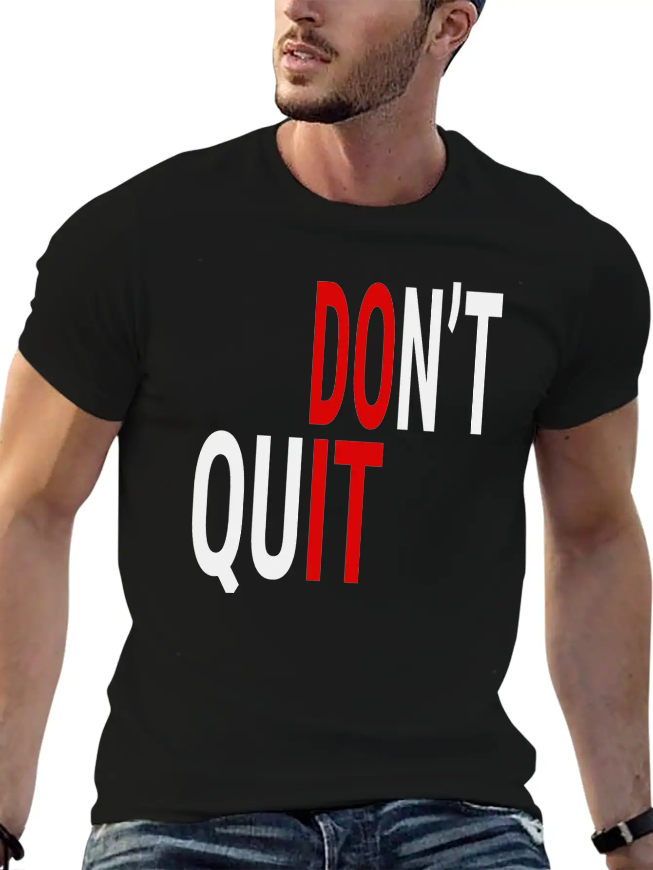 DON'T QUIT (BLACK & RED) Casual Graphic T-Shirt – Simple And Comfortable Daily Wear