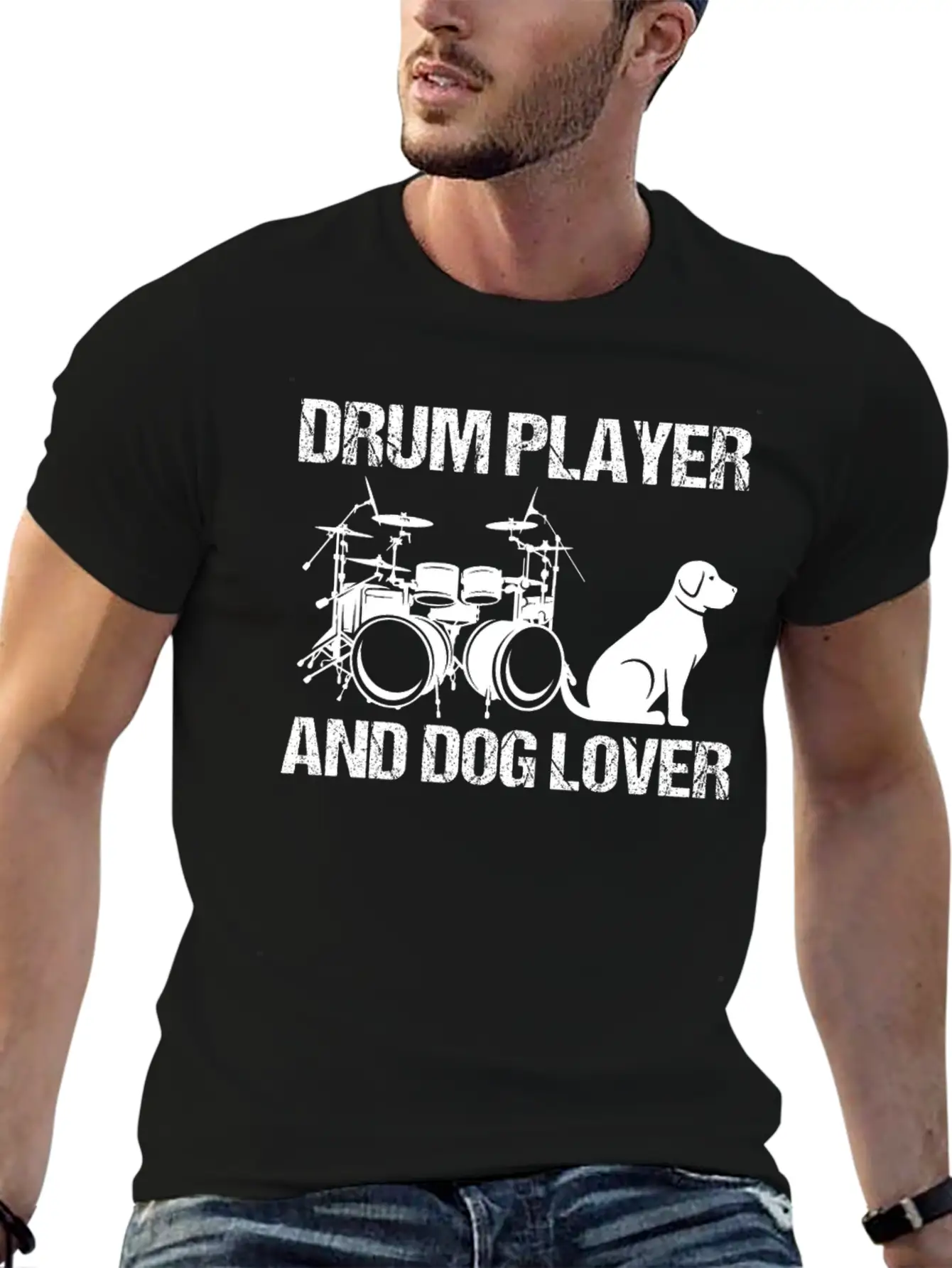 Drum Player And Dog Lover Drumming Musician Drums Classic Cotton Tee – Unisex Comfort For Any Season