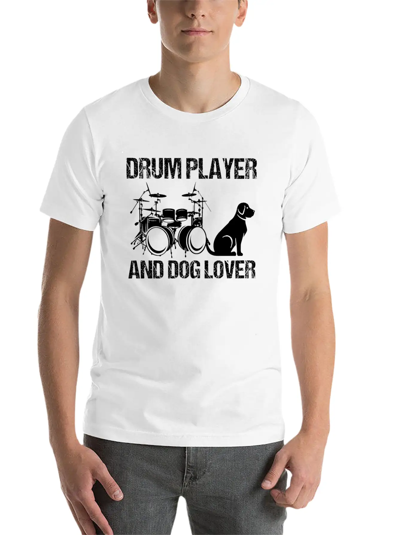 Drum Player And Dog Lover Drumming Musician Drums Classic Cotton Tee – Unisex Comfort For Any Season