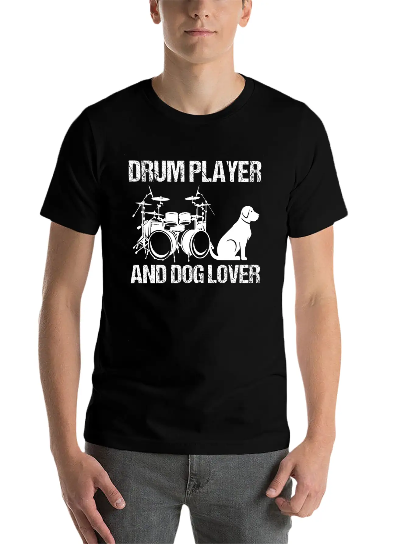 Drum Player And Dog Lover Drumming Musician Drums Classic Cotton Tee – Unisex Comfort For Any Season