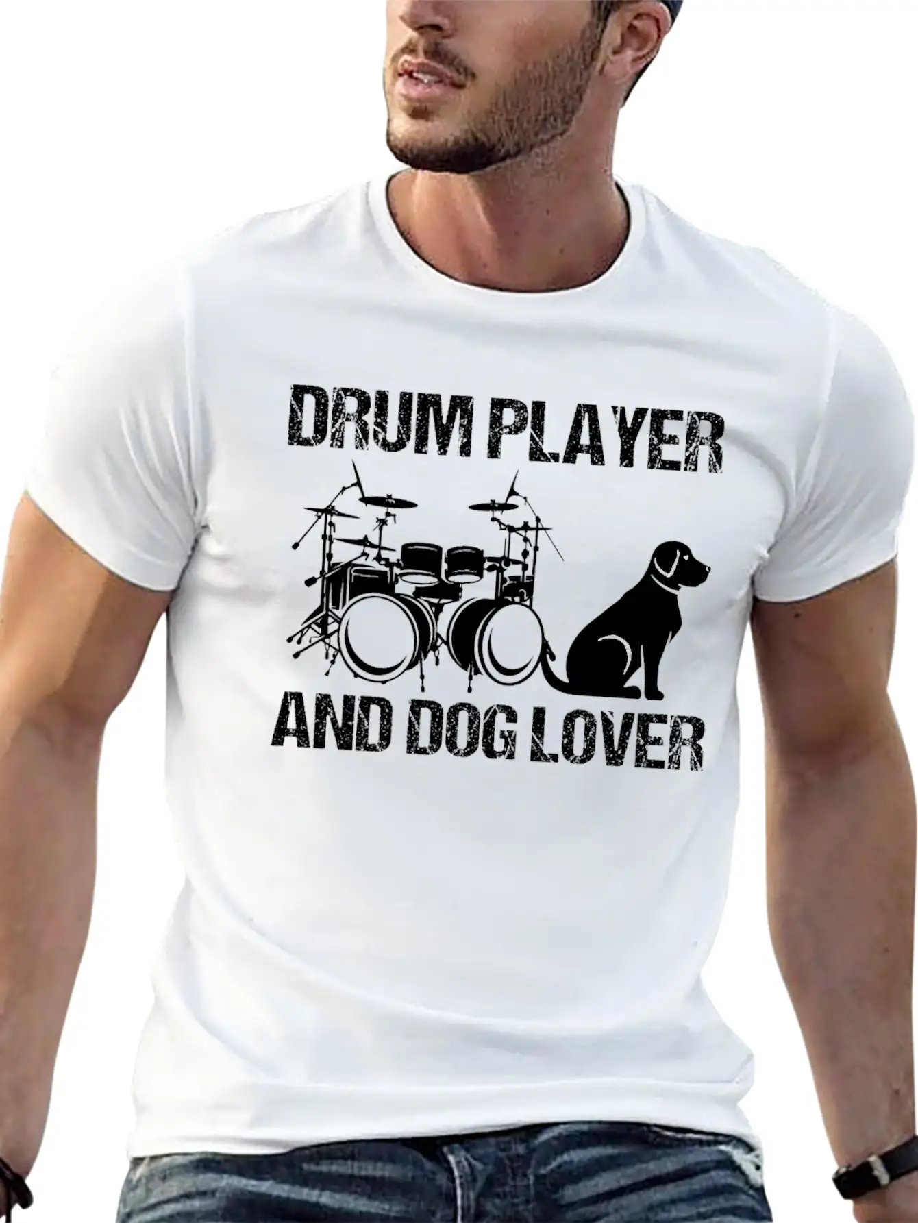 Drum Player And Dog Lover Drumming Musician Drums Classic Cotton Tee – Unisex Comfort For Any Season