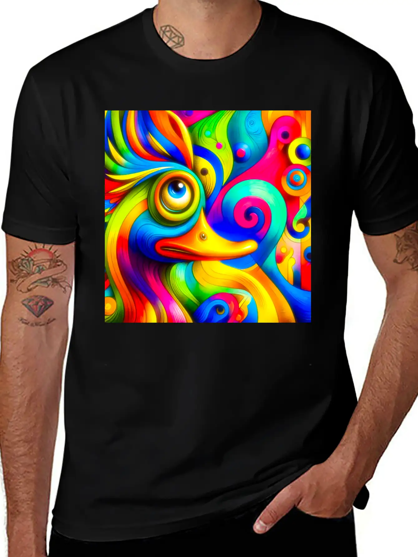 Duck Painting Casual Graphic T-Shirt – Simple And Comfortable Daily Wear