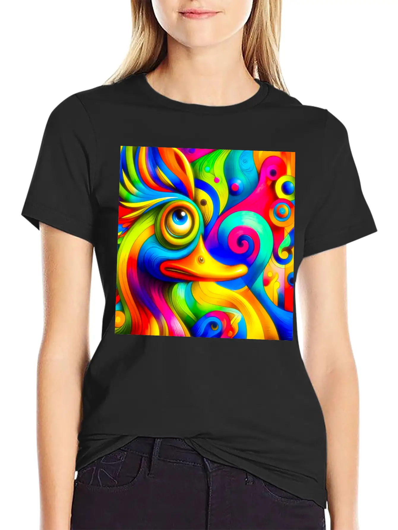 Duck Painting Casual Graphic T-Shirt – Simple And Comfortable Daily Wear