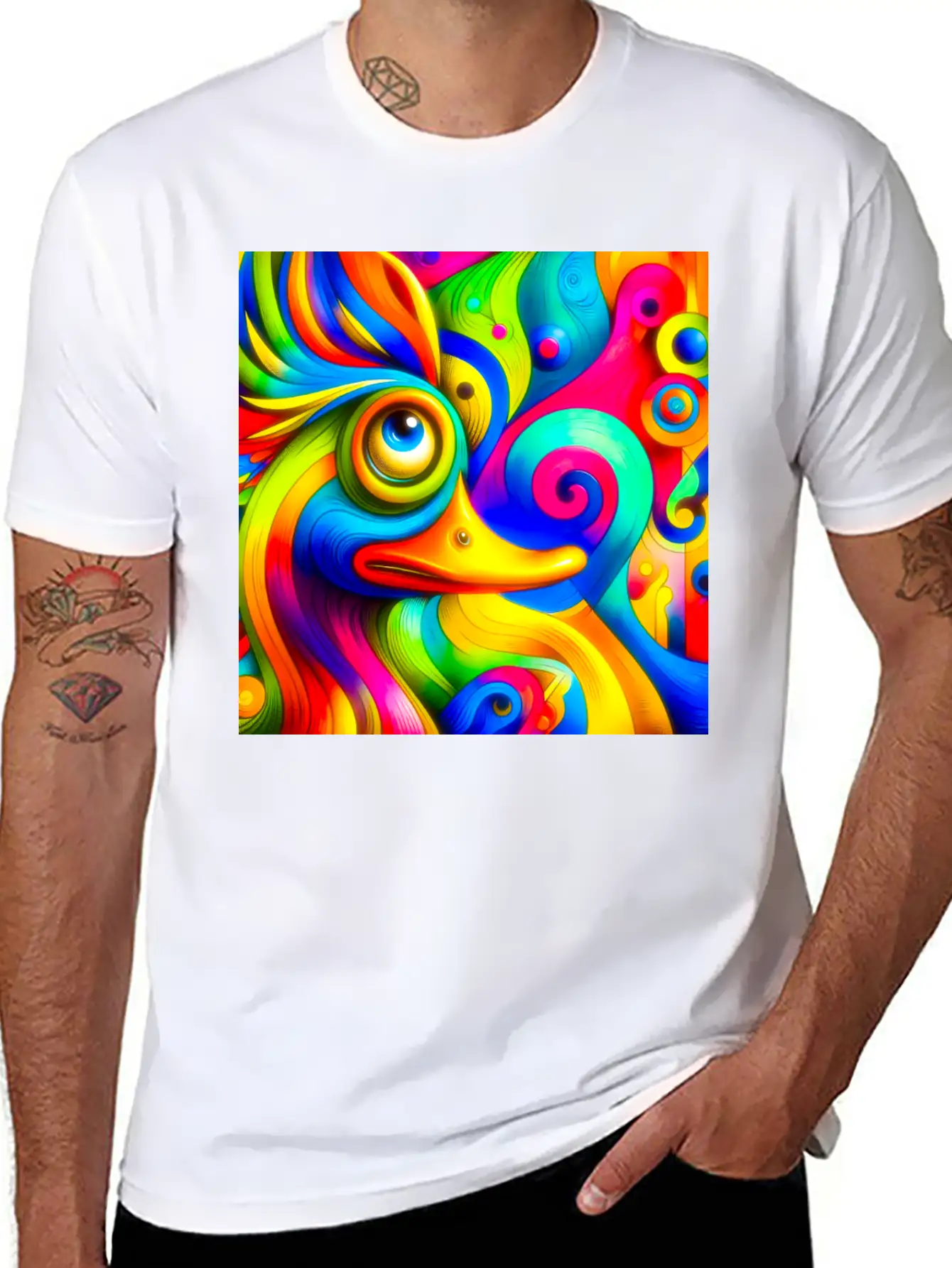 Duck Painting Casual Graphic T-Shirt – Simple And Comfortable Daily Wear