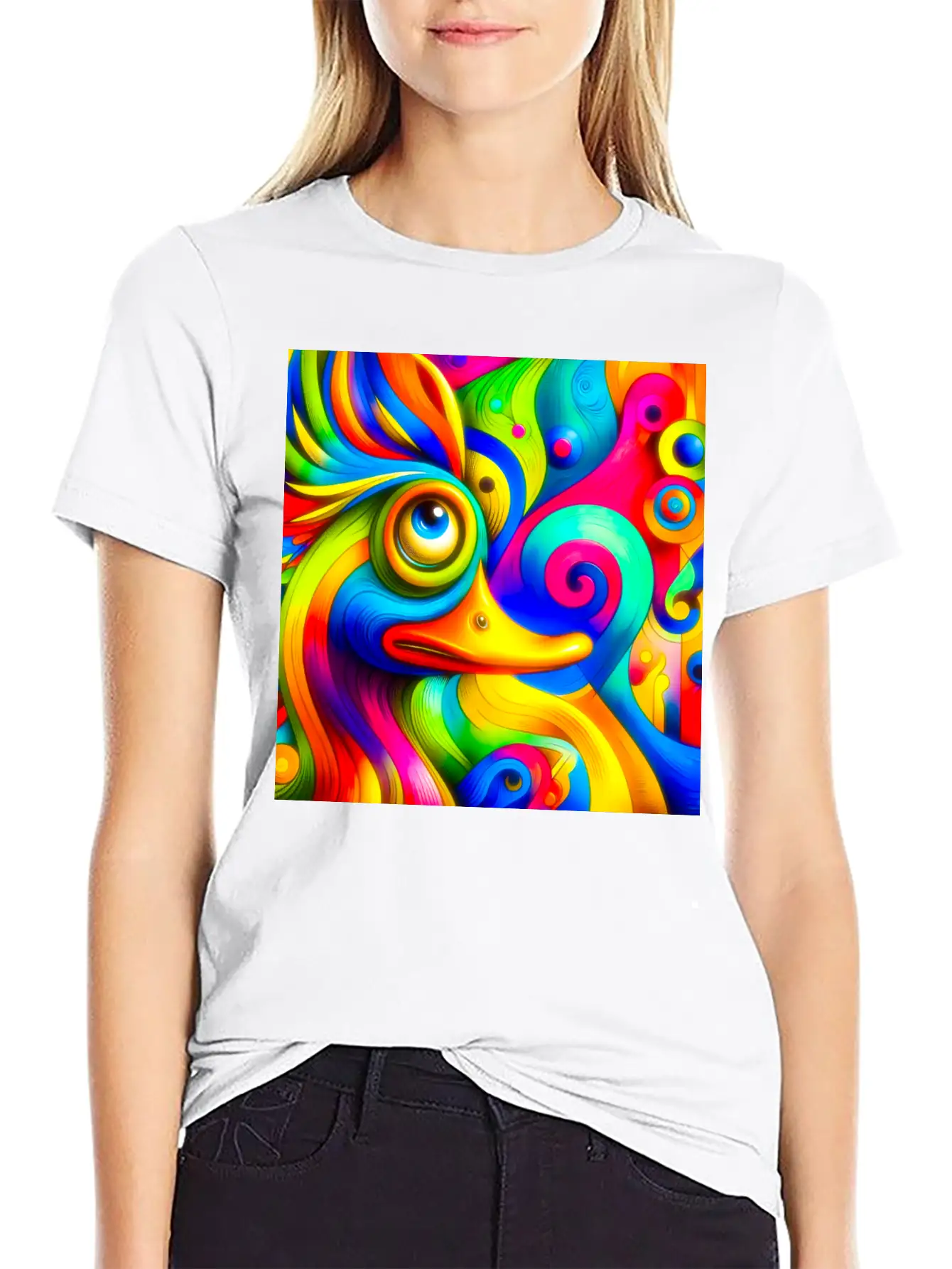 Duck Painting Casual Graphic T-Shirt – Simple And Comfortable Daily Wear