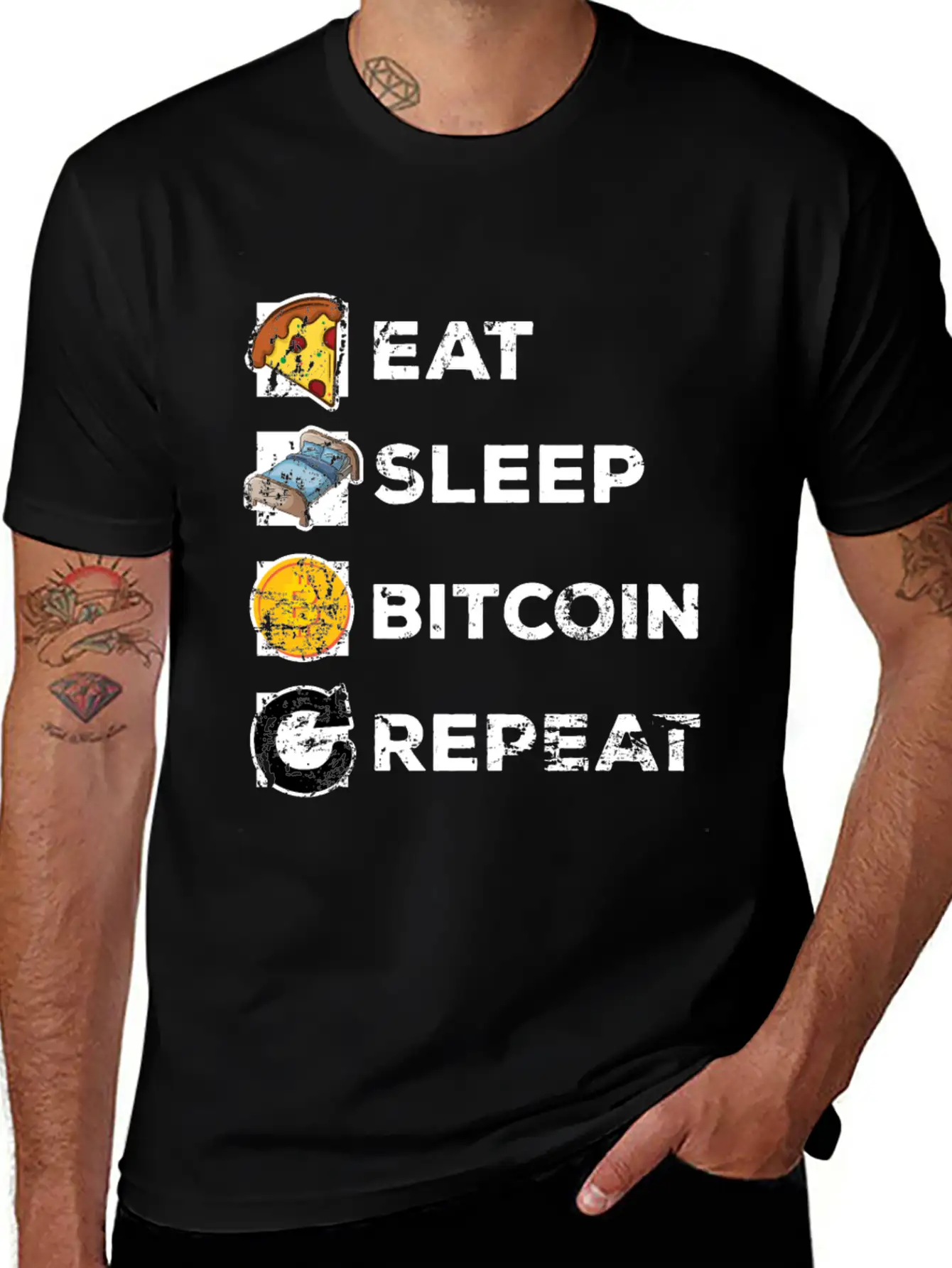 Eat Sleep Bitcoin Repeat Casual Graphic T-Shirt – Simple And Comfortable Daily Wear