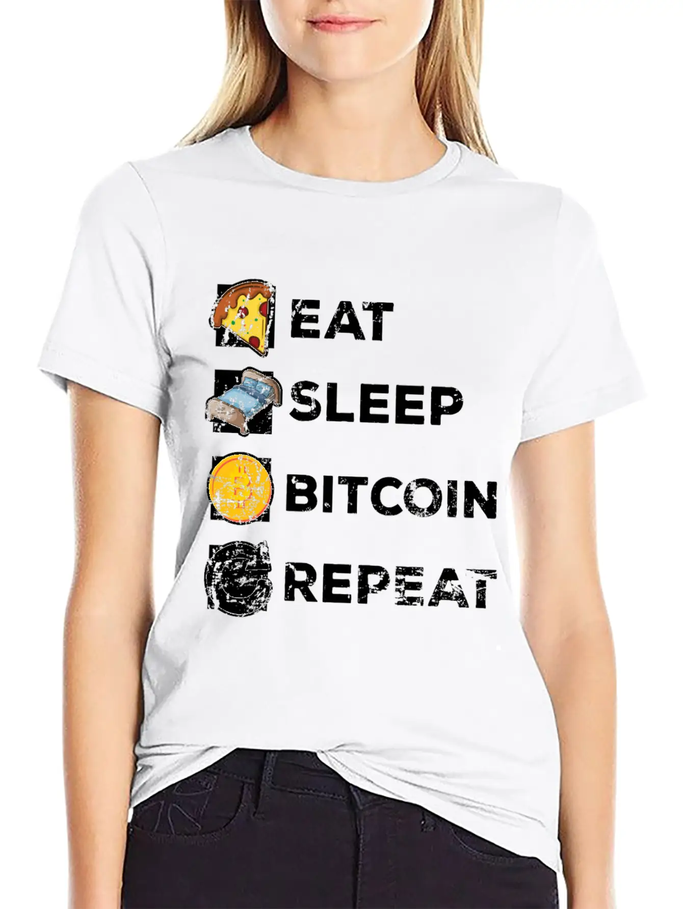 Eat Sleep Bitcoin Repeat Casual Graphic T-Shirt – Simple And Comfortable Daily Wear