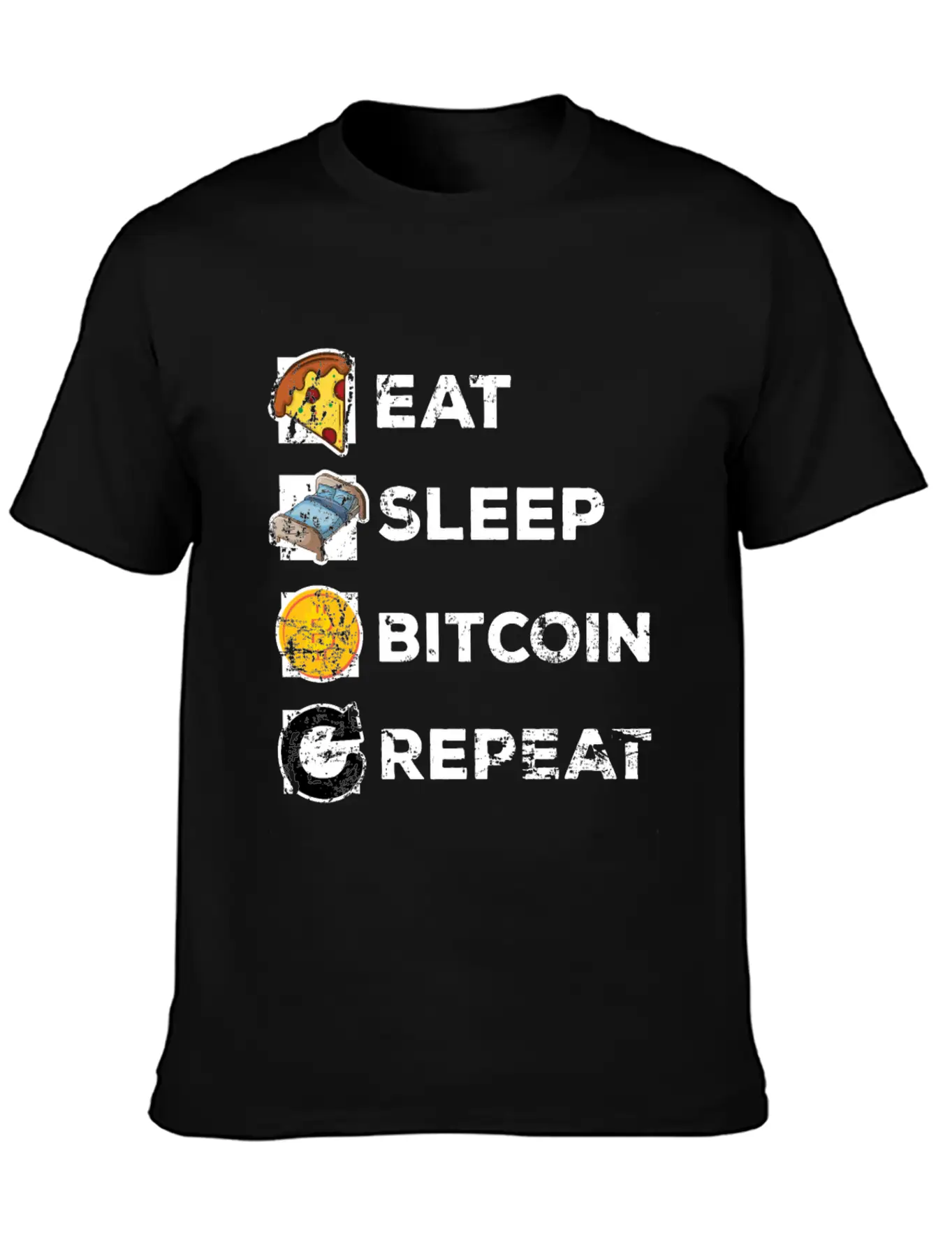 Eat Sleep Bitcoin Repeat Casual Graphic T-Shirt – Simple And Comfortable Daily Wear
