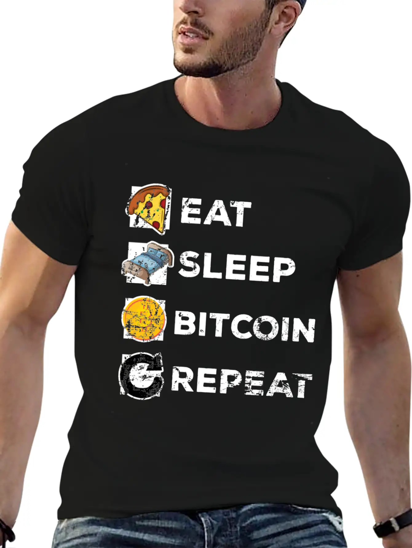 Eat Sleep Bitcoin Repeat Casual Graphic T-Shirt – Simple And Comfortable Daily Wear