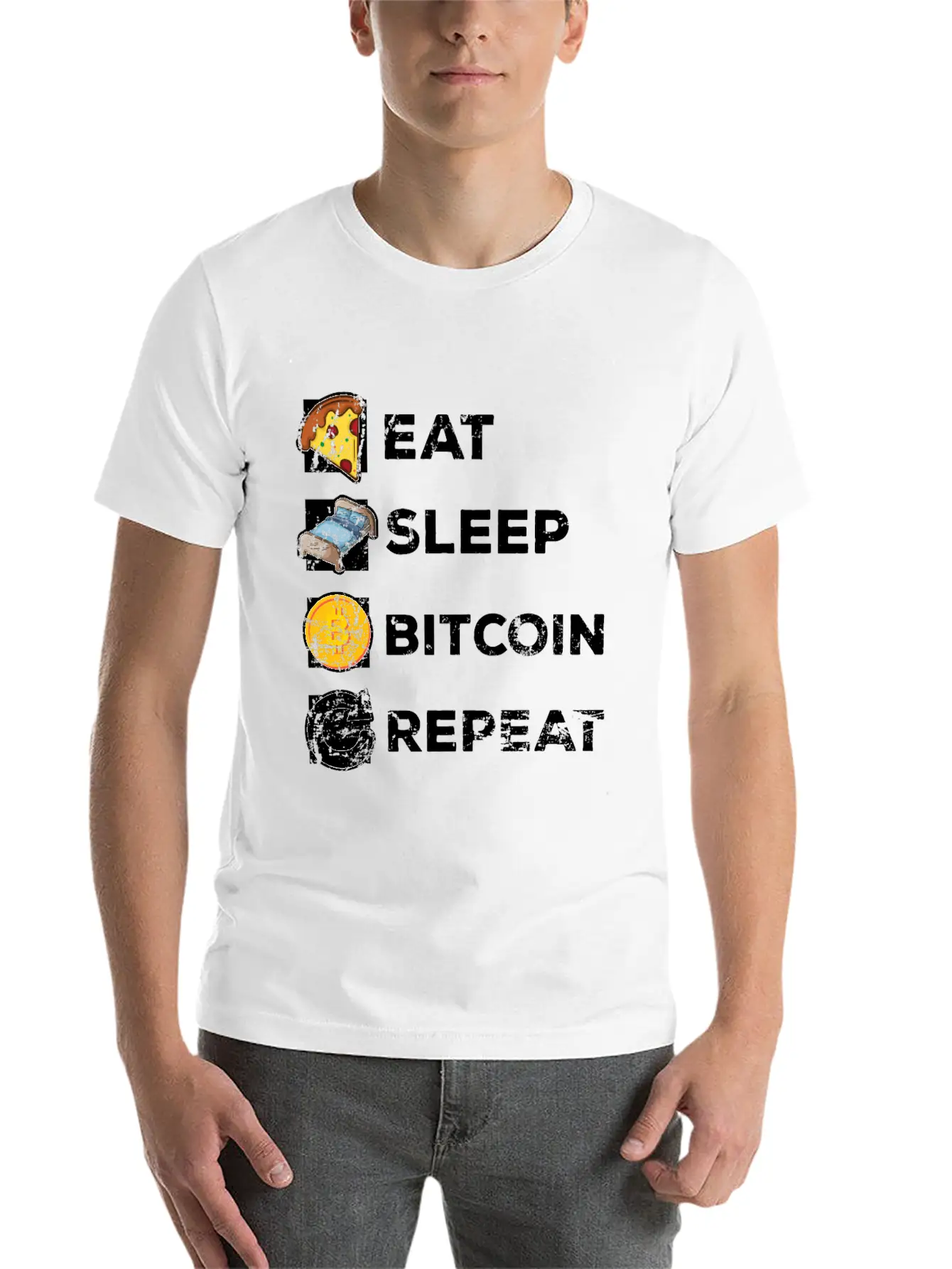 Eat Sleep Bitcoin Repeat Casual Graphic T-Shirt – Simple And Comfortable Daily Wear
