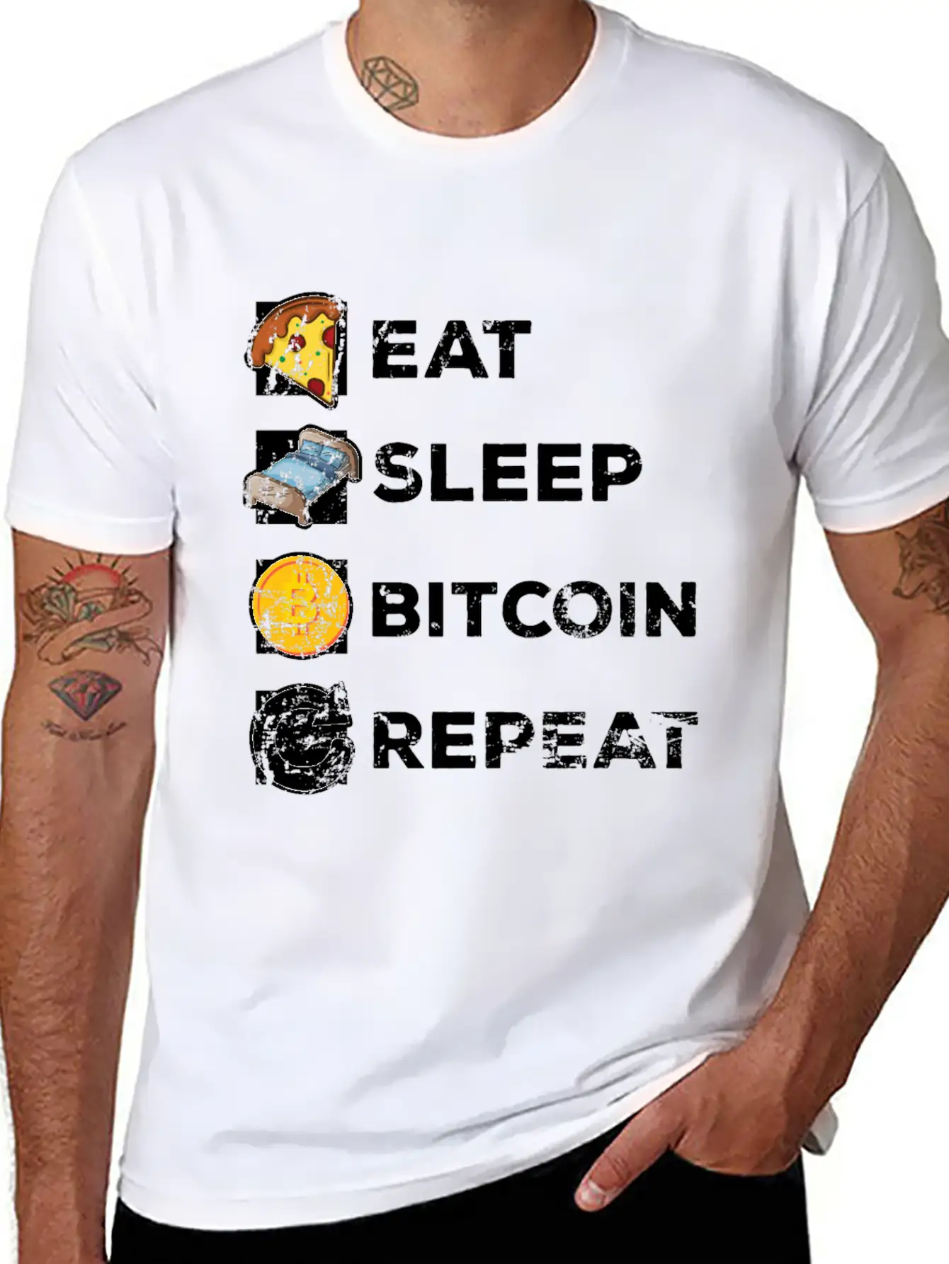 Eat Sleep Bitcoin Repeat Casual Graphic T-Shirt – Simple And Comfortable Daily Wear