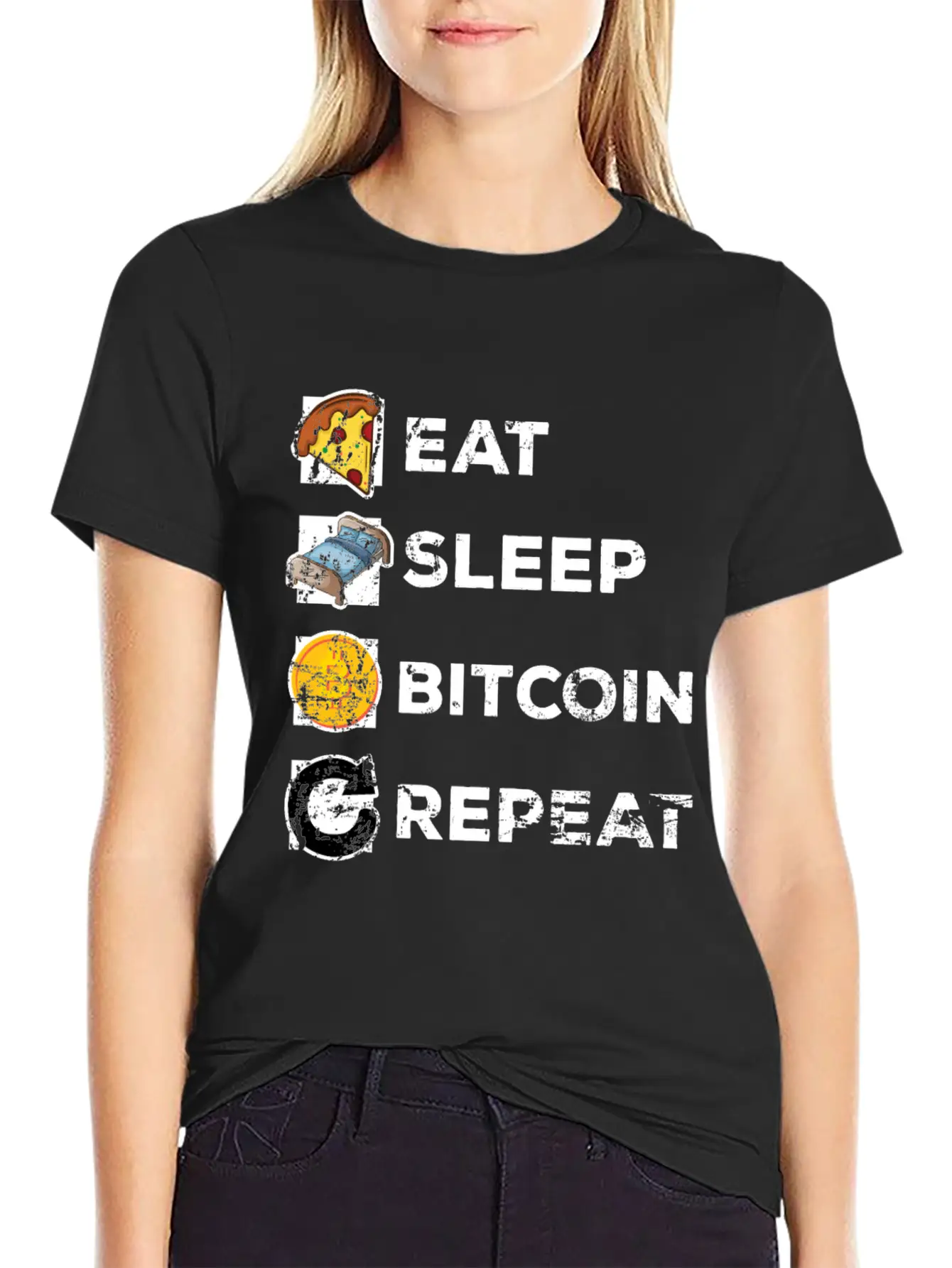 Eat Sleep Bitcoin Repeat Casual Graphic T-Shirt – Simple And Comfortable Daily Wear