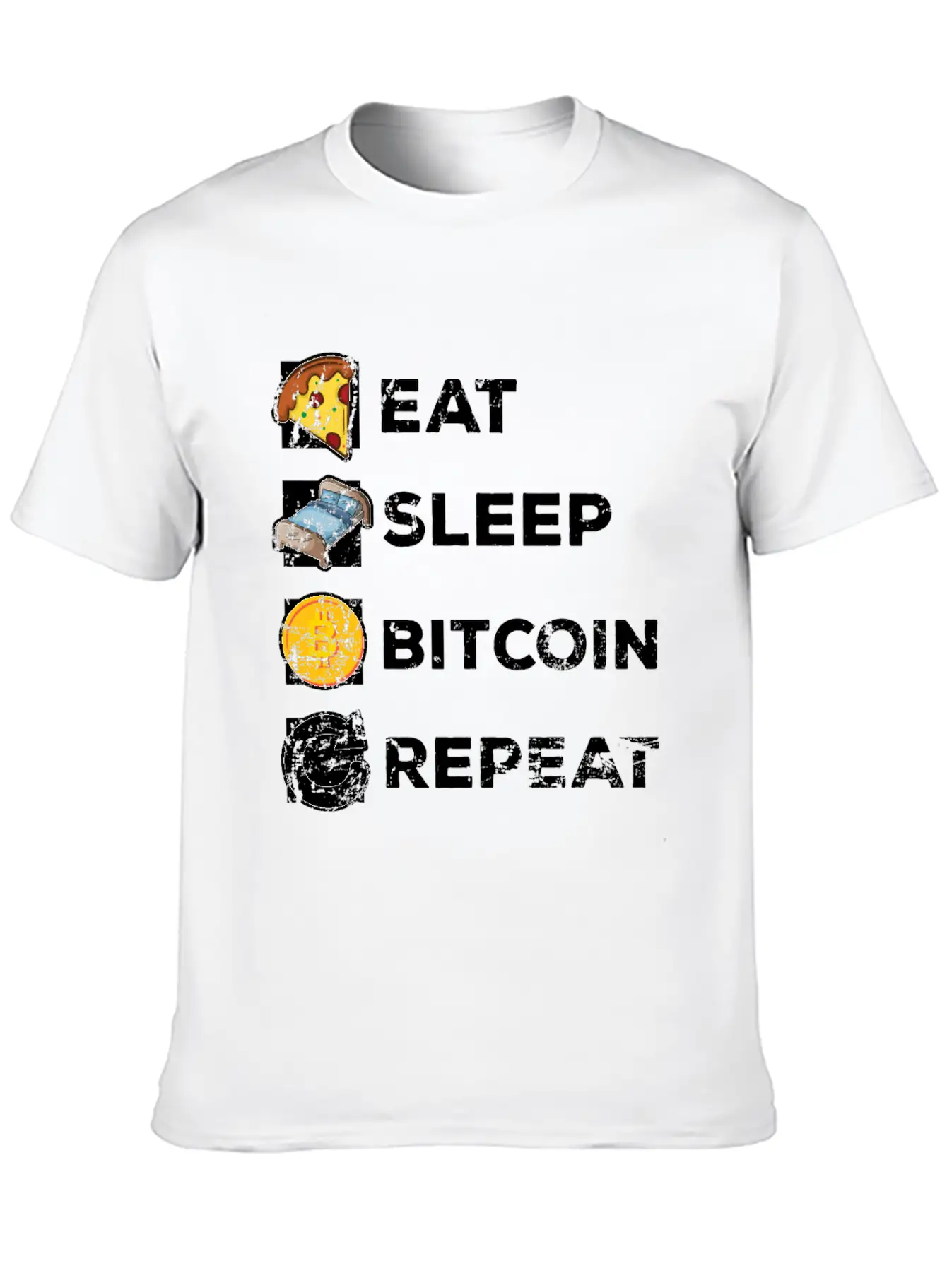 Eat Sleep Bitcoin Repeat Casual Graphic T-Shirt – Simple And Comfortable Daily Wear