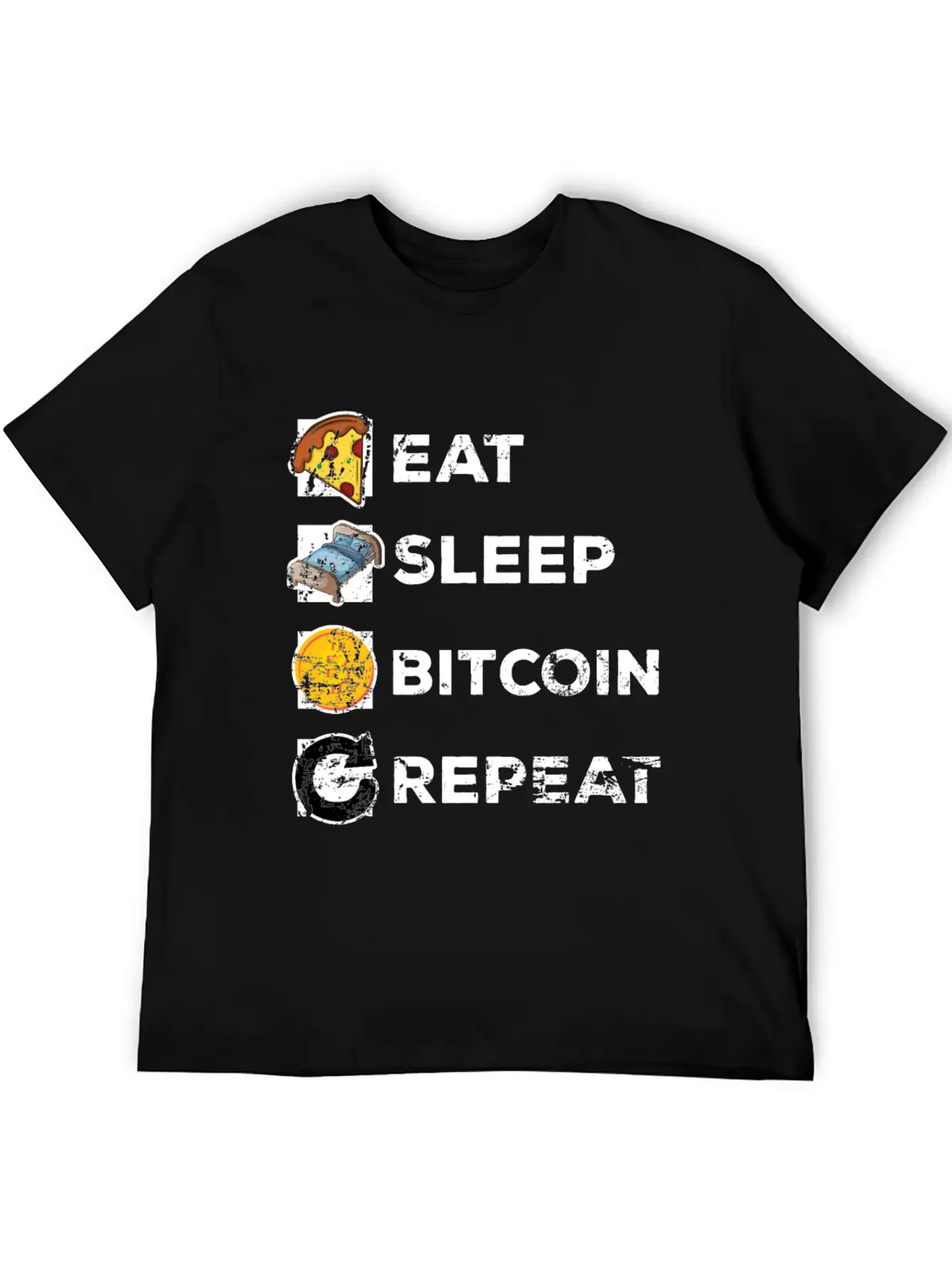 Eat Sleep Bitcoin Repeat Casual Graphic T-Shirt – Simple And Comfortable Daily Wear