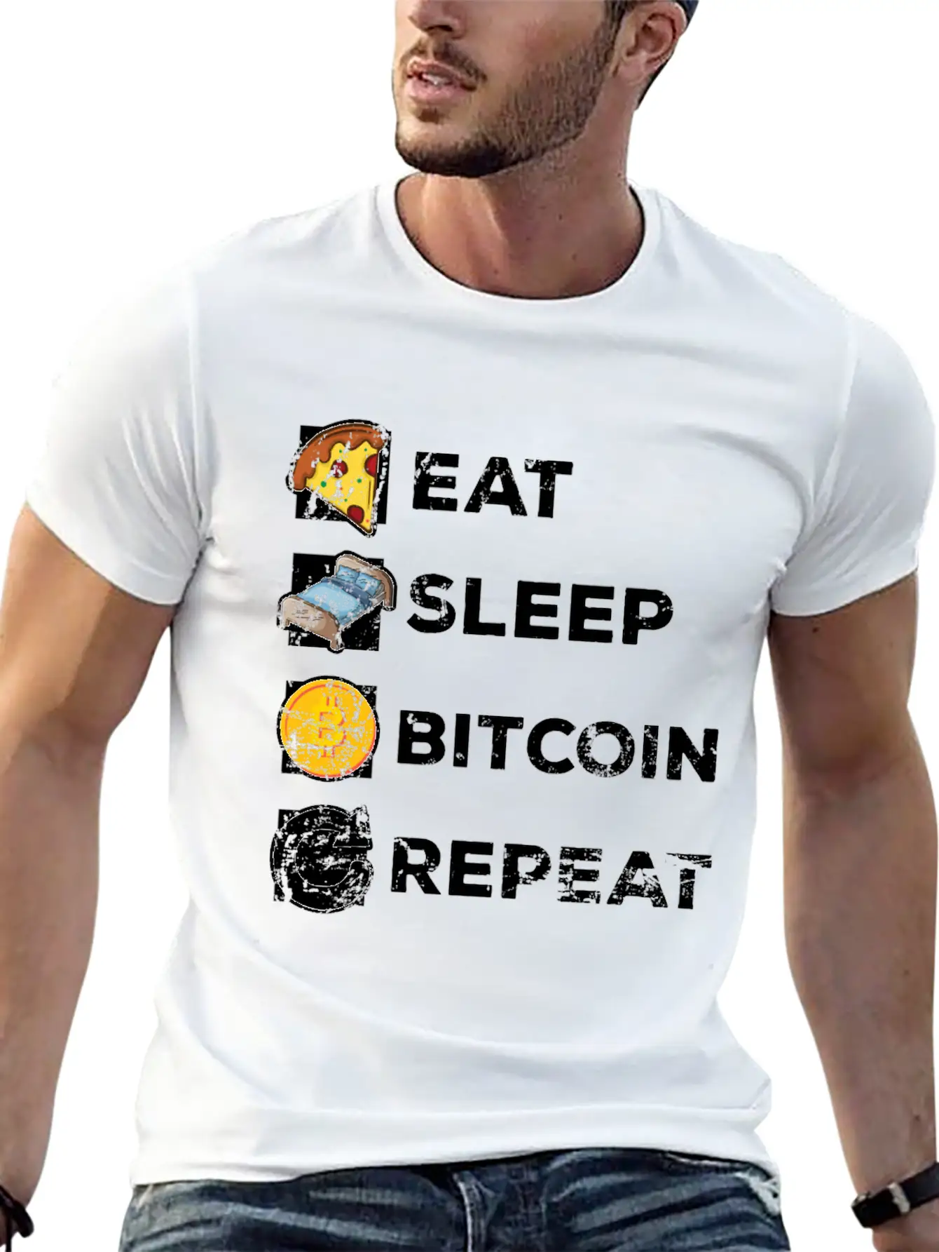 Eat Sleep Bitcoin Repeat Casual Graphic T-Shirt – Simple And Comfortable Daily Wear