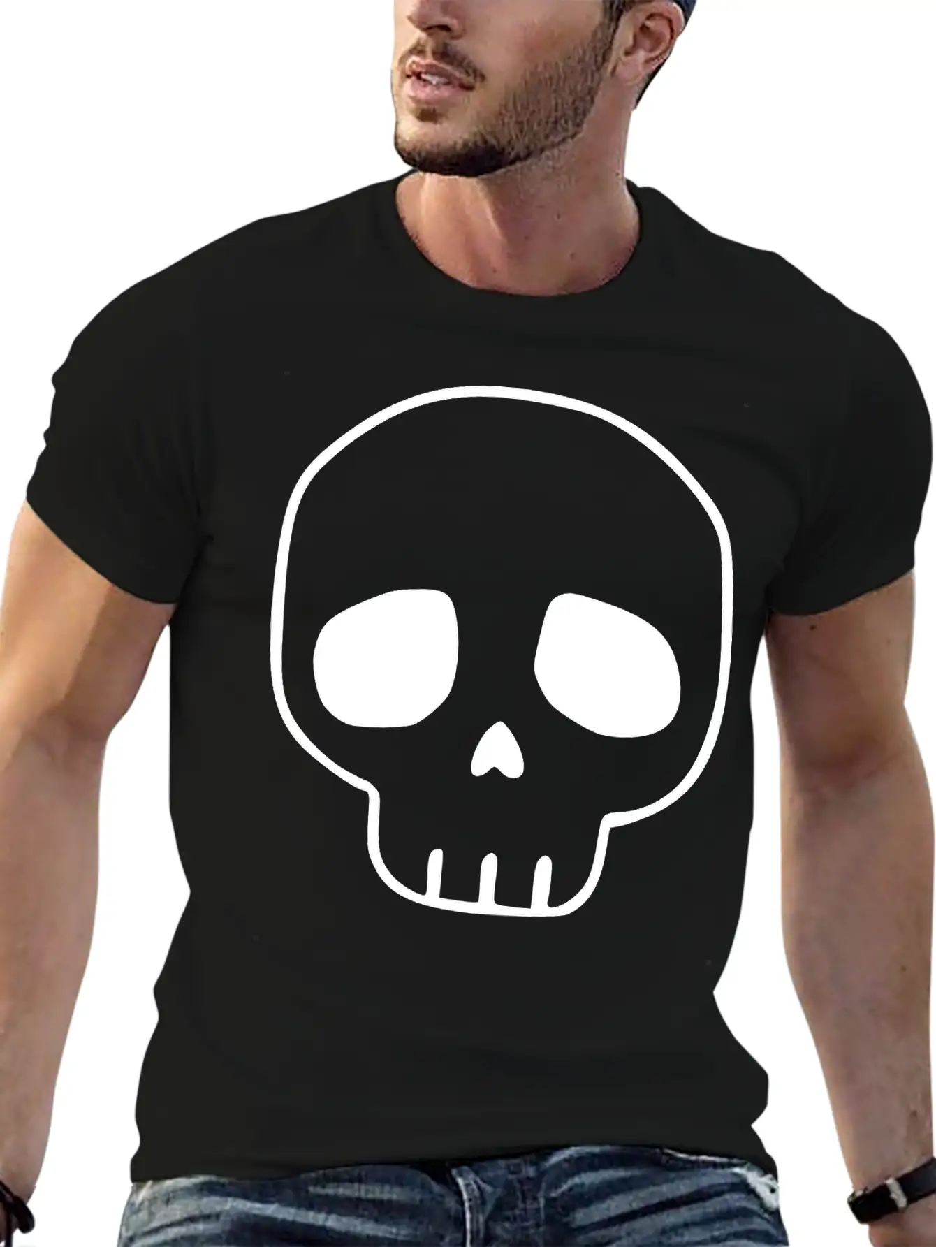 Emojis Sketch Skull Casual Graphic T-Shirt – Simple And Comfortable Daily Wear