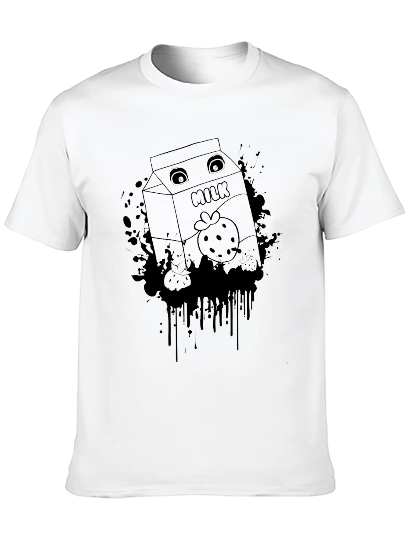 Finnish Goth Aesthetic Gothic Strawberry Milk Goth Unisex Short Sleeve Soft Cotton T-Shirt – Casual Everyday Wear