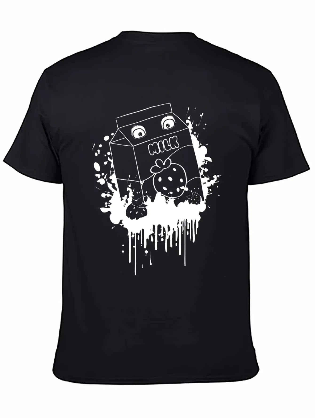 Finnish Goth Aesthetic Gothic Strawberry Milk Goth Unisex Short Sleeve Soft Cotton T-Shirt – Casual Everyday Wear