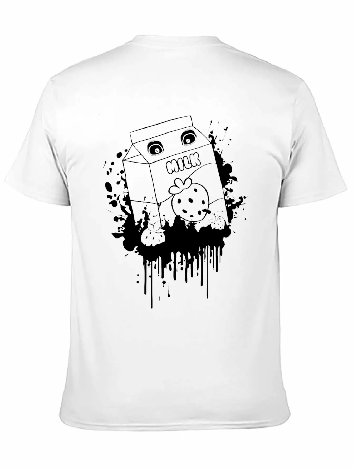 Finnish Goth Aesthetic Gothic Strawberry Milk Goth Unisex Short Sleeve Soft Cotton T-Shirt – Casual Everyday Wear