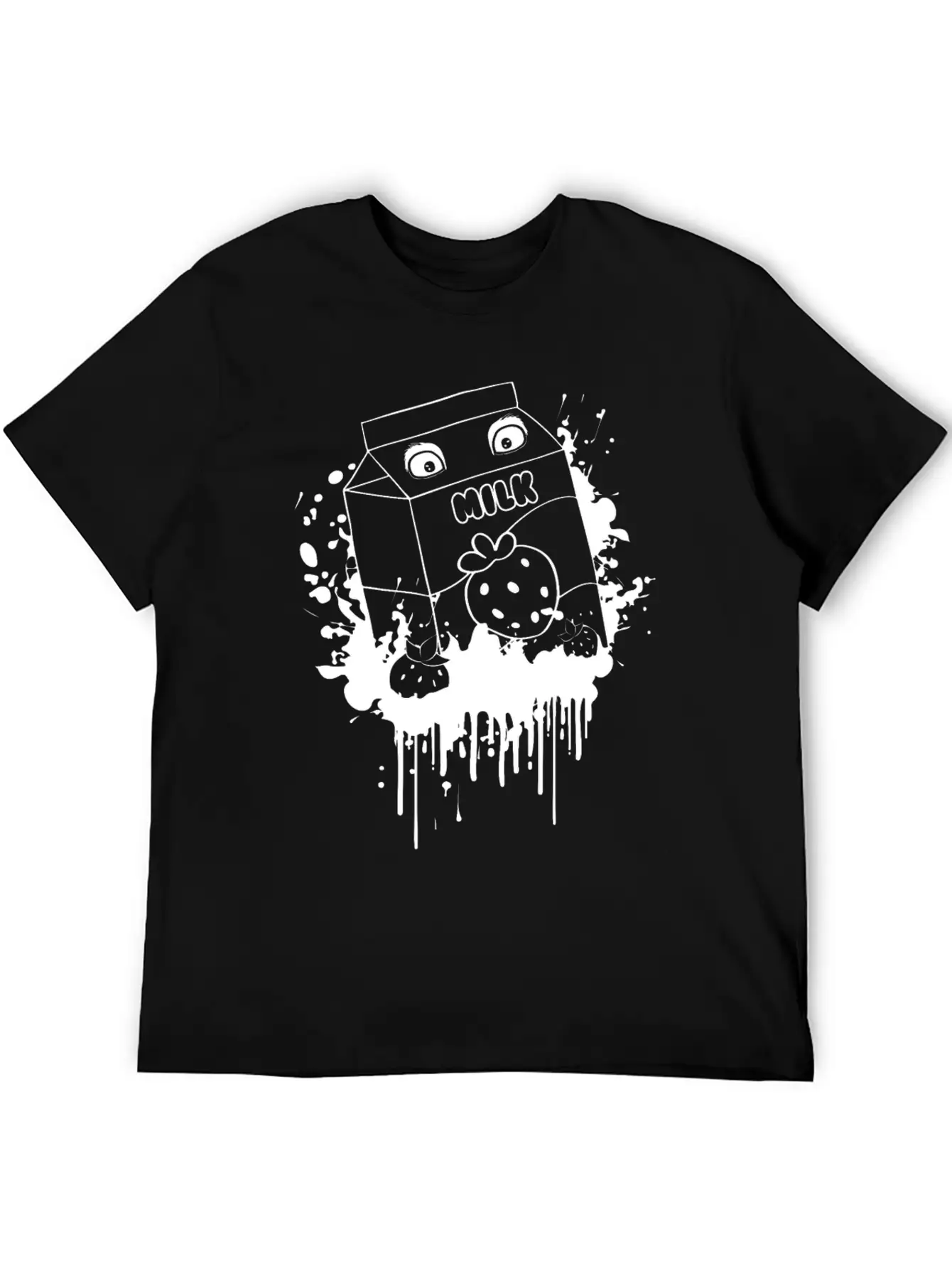 Finnish Goth Aesthetic Gothic Strawberry Milk Goth Unisex Short Sleeve Soft Cotton T-Shirt – Casual Everyday Wear
